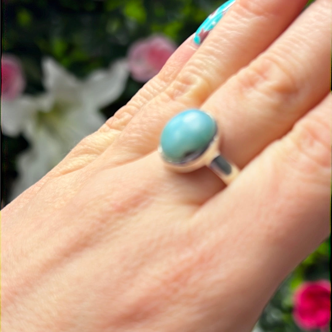 Larimar 925 Sterling Silver Ring - Size Q
