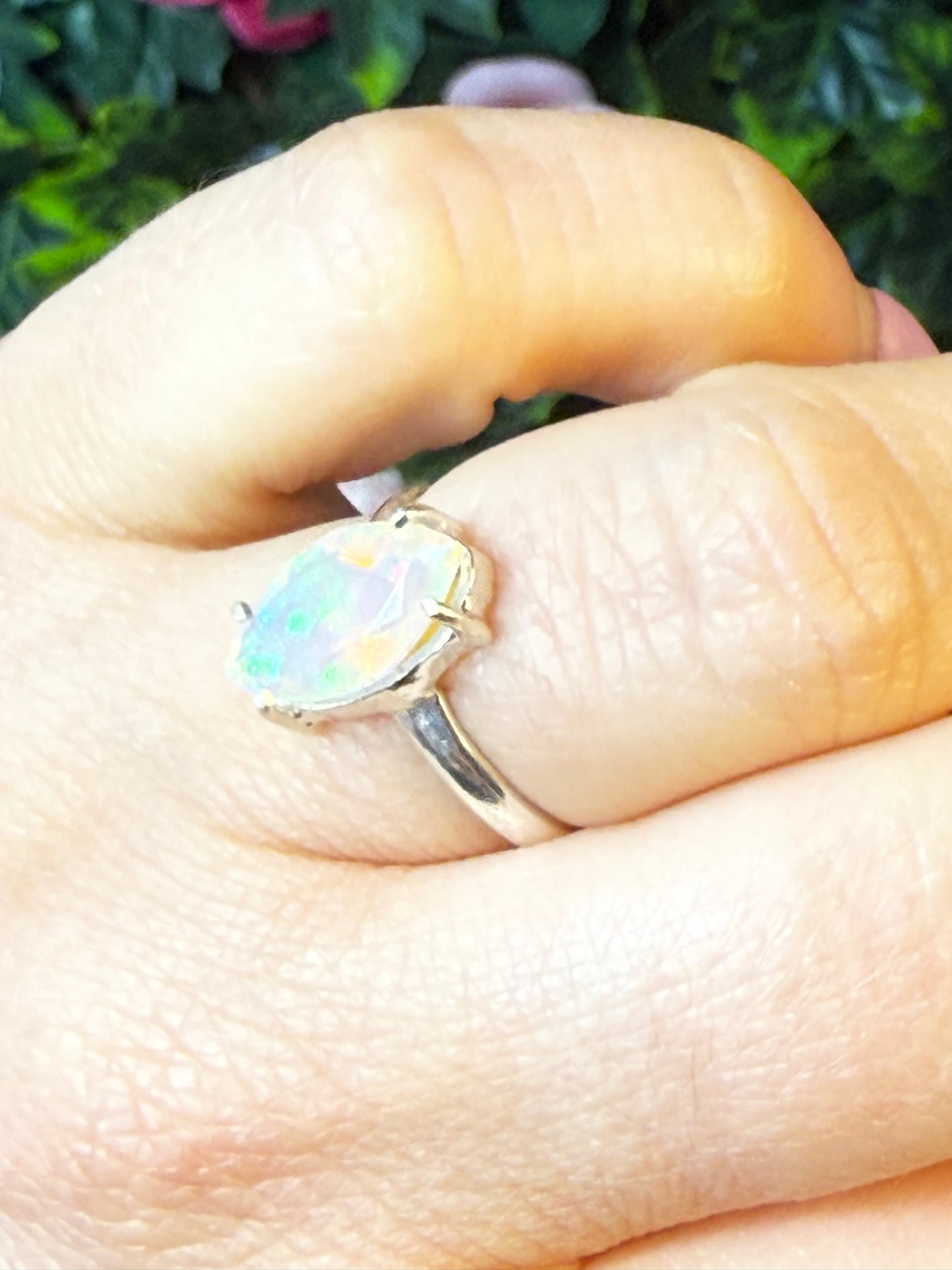 Ethiopian Opal 925 Silver Ring - Size L 1/2 - M