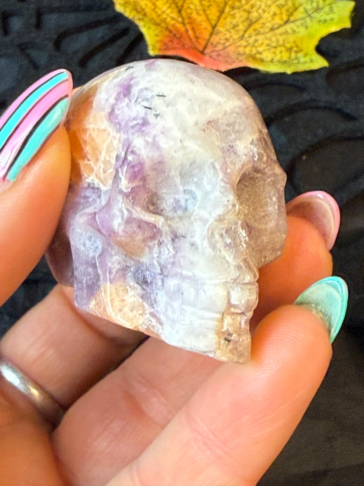 Lepidolite with stilbite Skull