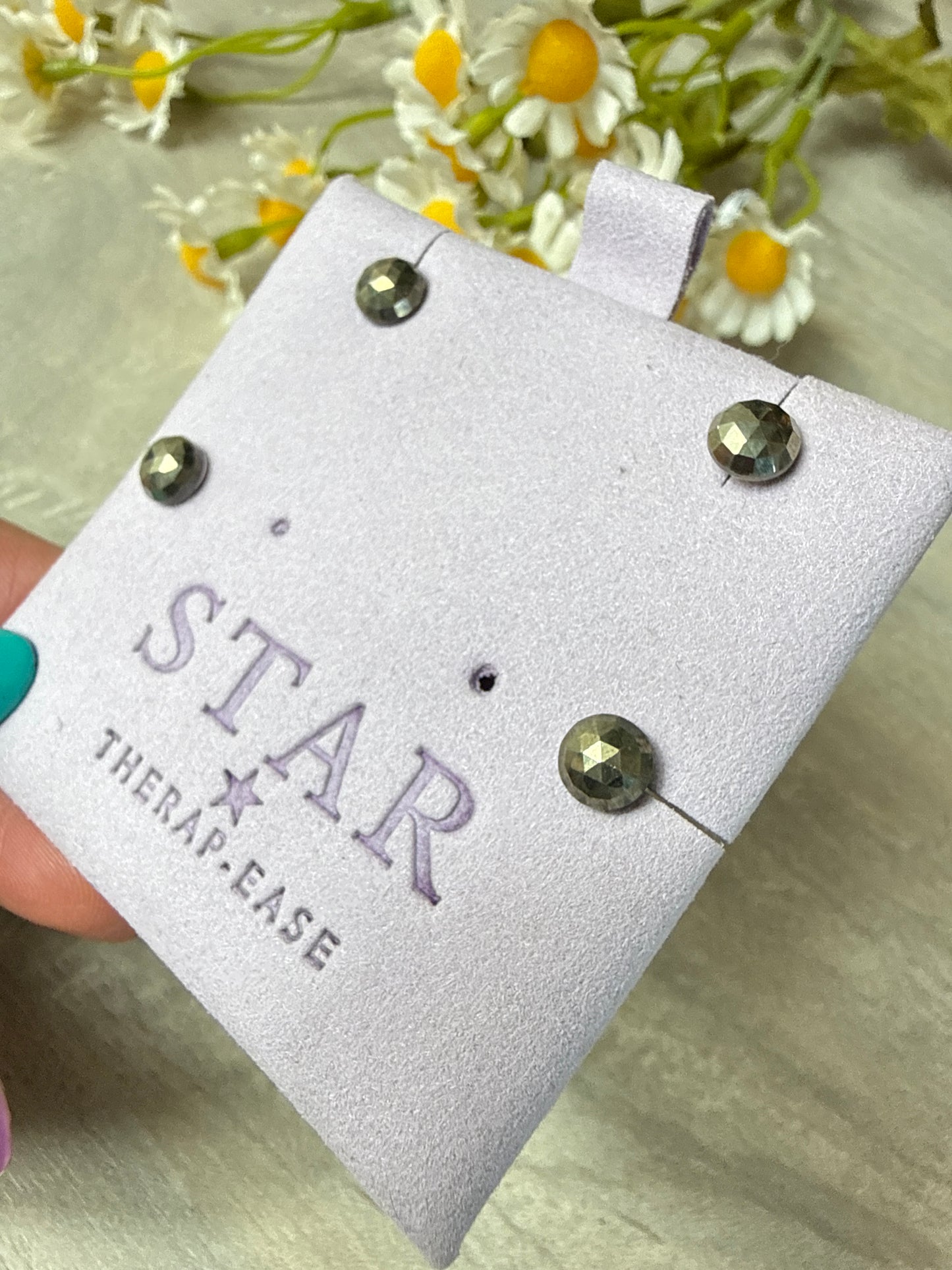 Pyrite Studs Earrings Handmade - 18K / 925