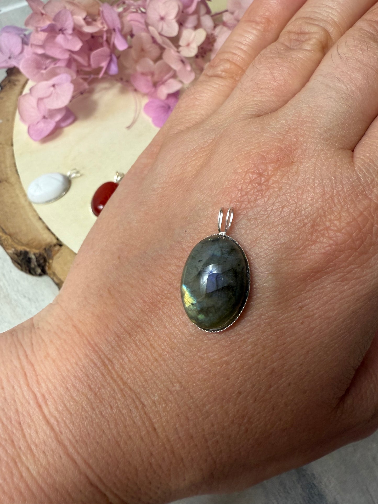 Handmade Oval 925 Sterling Pendant - Bunny Rabbit Bail