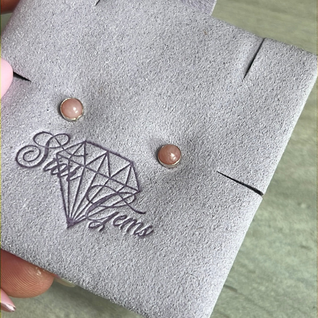 Pink Opal Peruvian 925 Sterling Studs 4mm