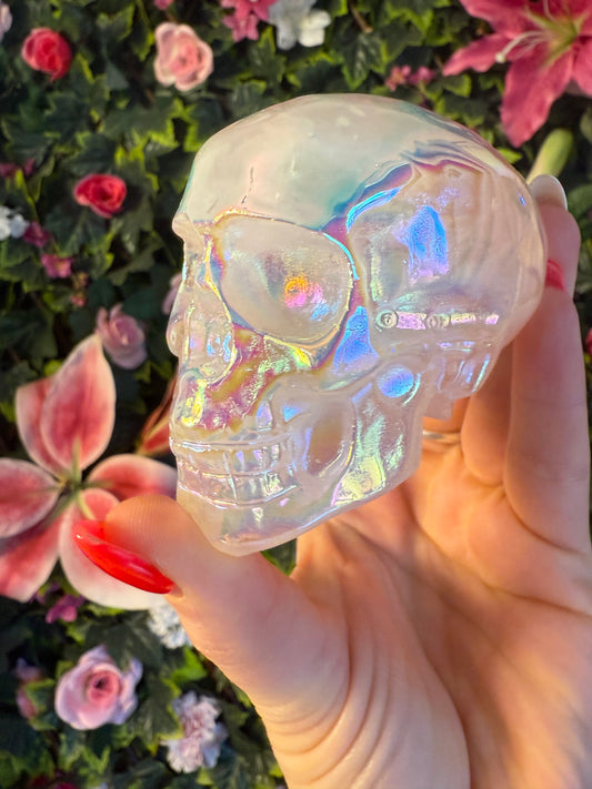 Aura Rose Quartz Skull