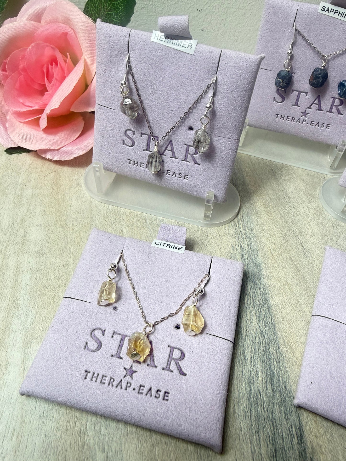 Handmade 925 Raw Wire Wrap Necklace & Earrings by Star Therap-ease