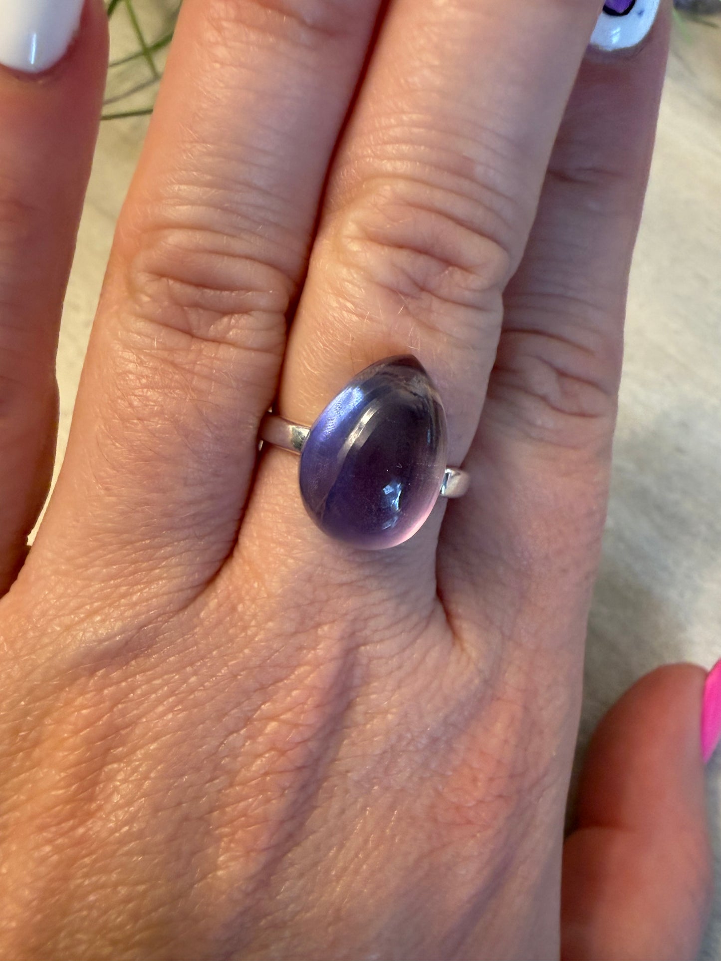 Handmade Amethyst Adjustable 925 Silver Ring