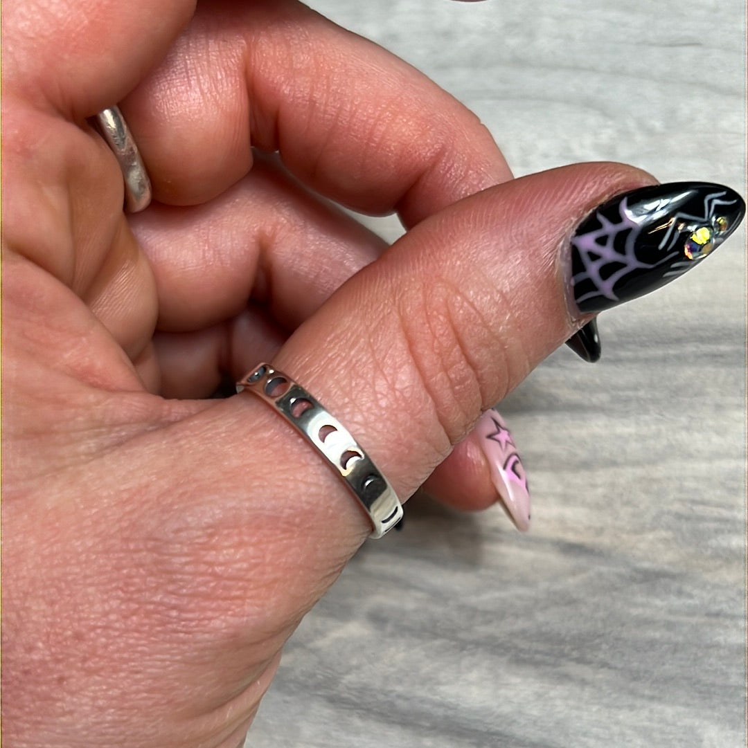 Lunar Moon Phase - Cutout 925 Sterling Silver Ring