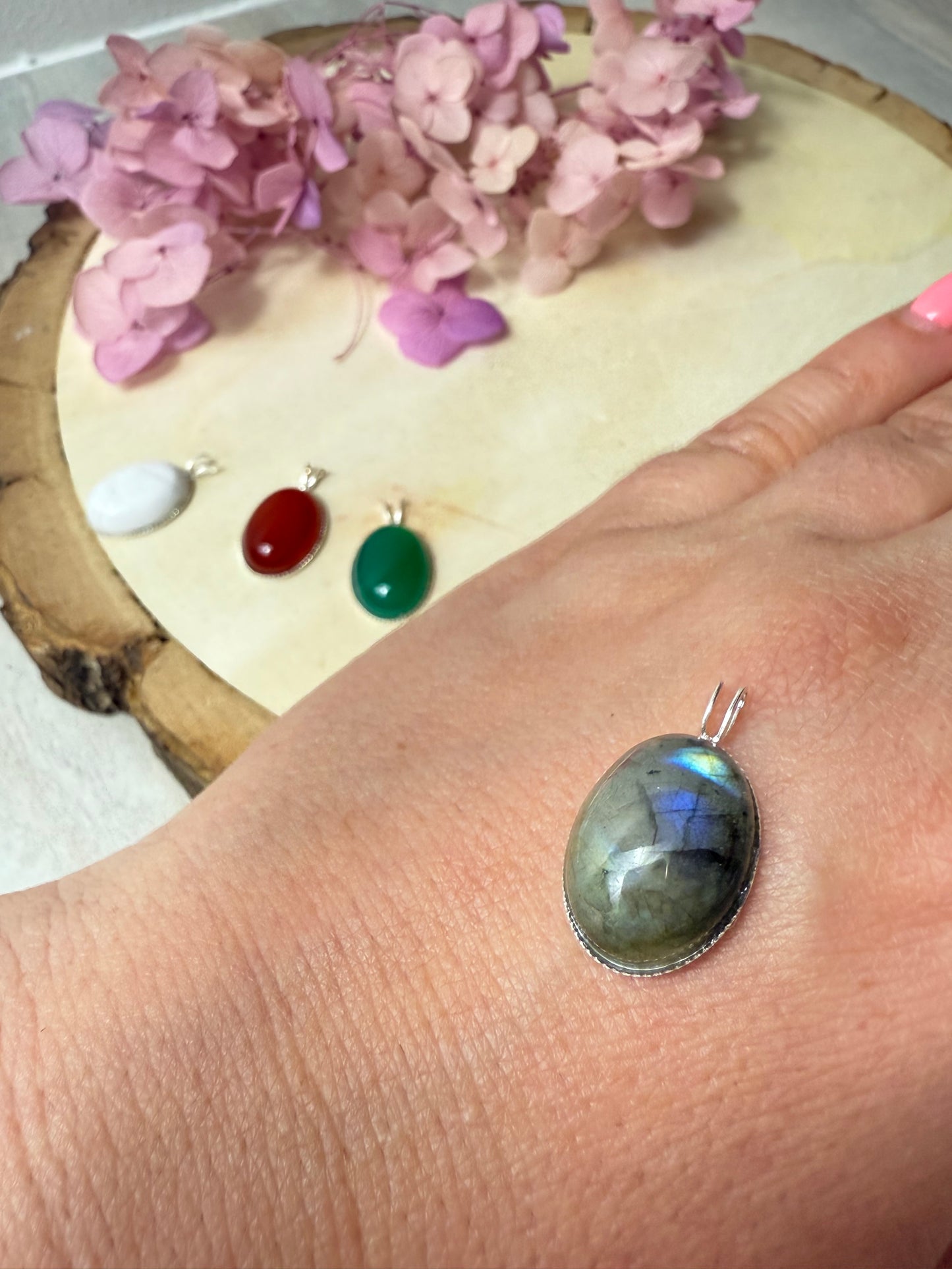 Handmade Oval 925 Sterling Pendant - Bunny Rabbit Bail