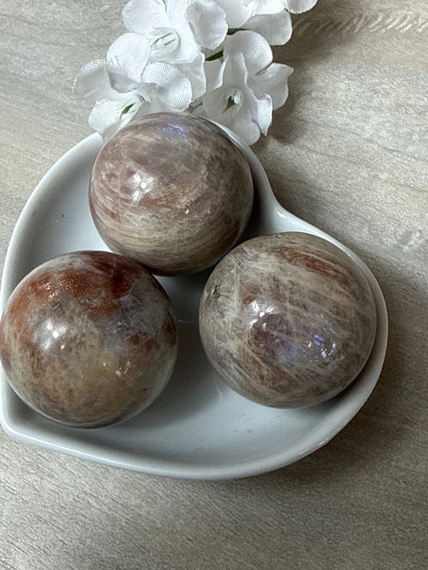 Sunstone Moonstone Flashy Belomorite Sphere - 30mm