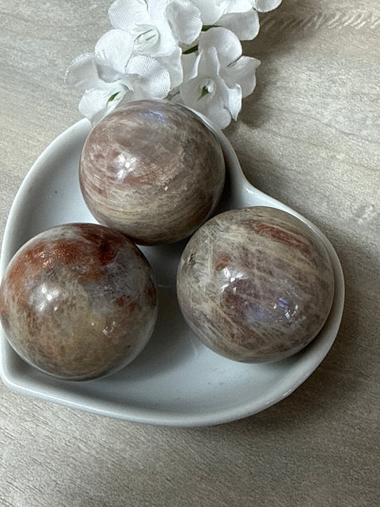 Sunstone Moonstone Flashy Belomorite Sphere - 30mm