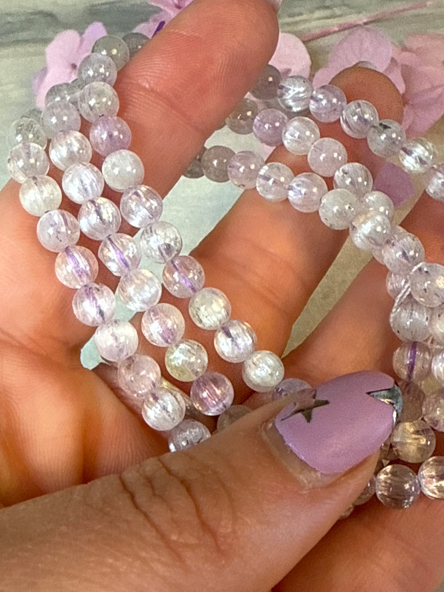 Kunzite Trio Wrap Bead Bracelet / Necklace