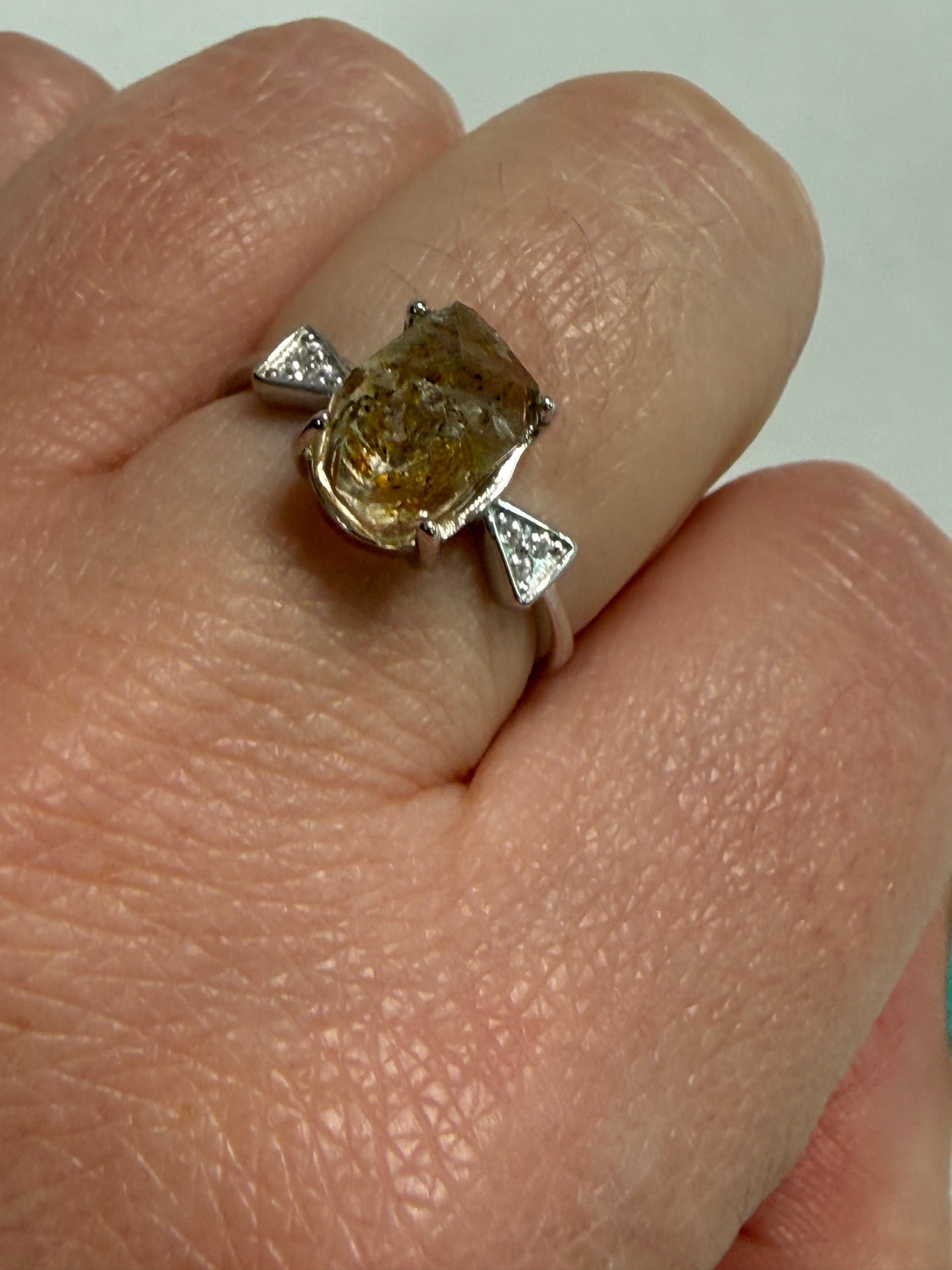 Herkimer Adjustable Silver Plated Ring