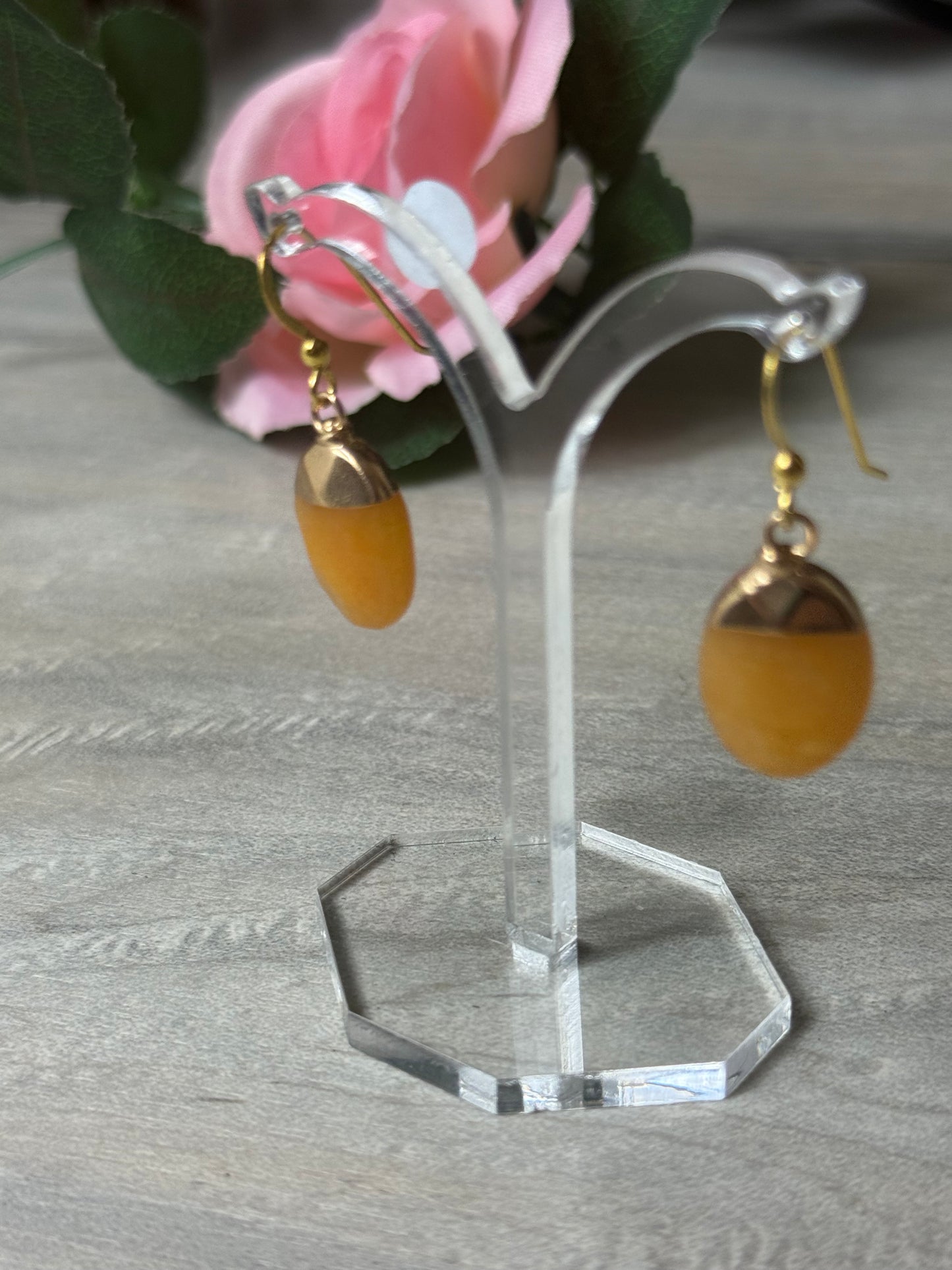 Handmade Gold Orange Calcite Earrings