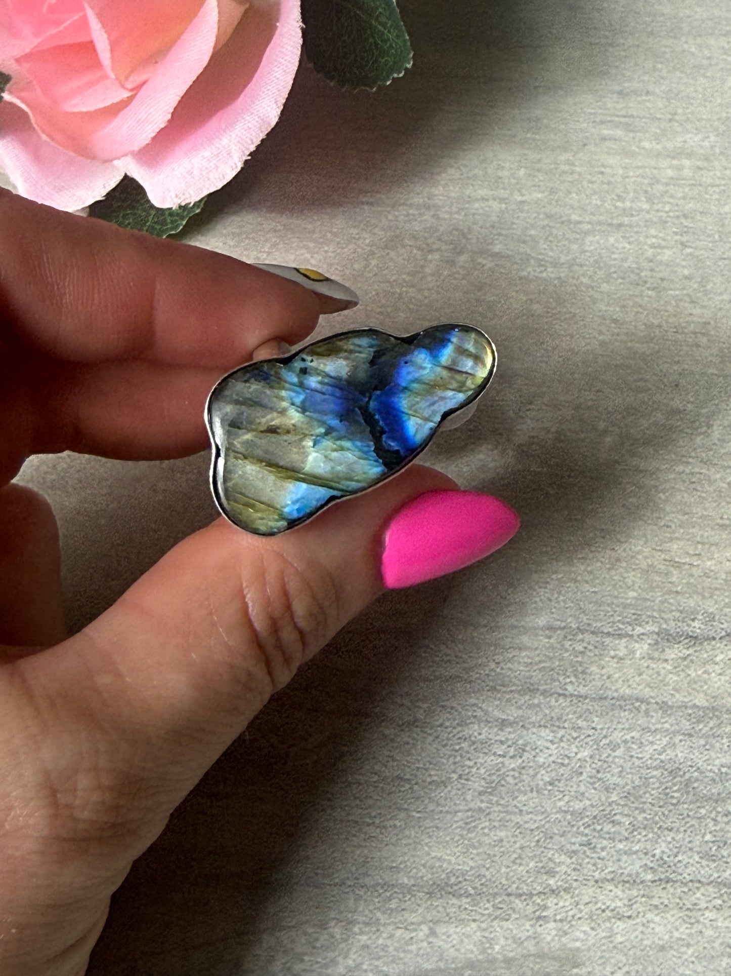 Lab Cloud Adjustable Silver Plated Ring