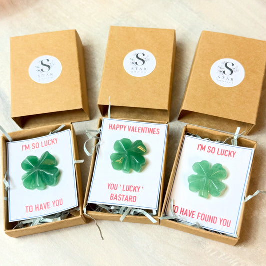 Lucky in Love - Valentines Clover Carving - four leaf clover