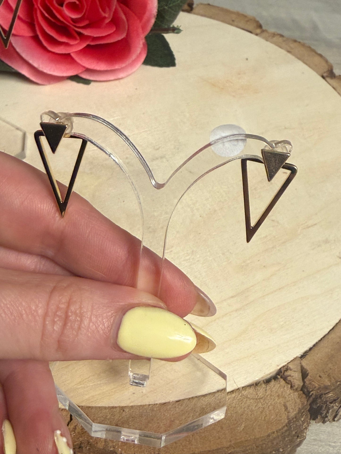 Duo Triangle Drop Earrings Studs
