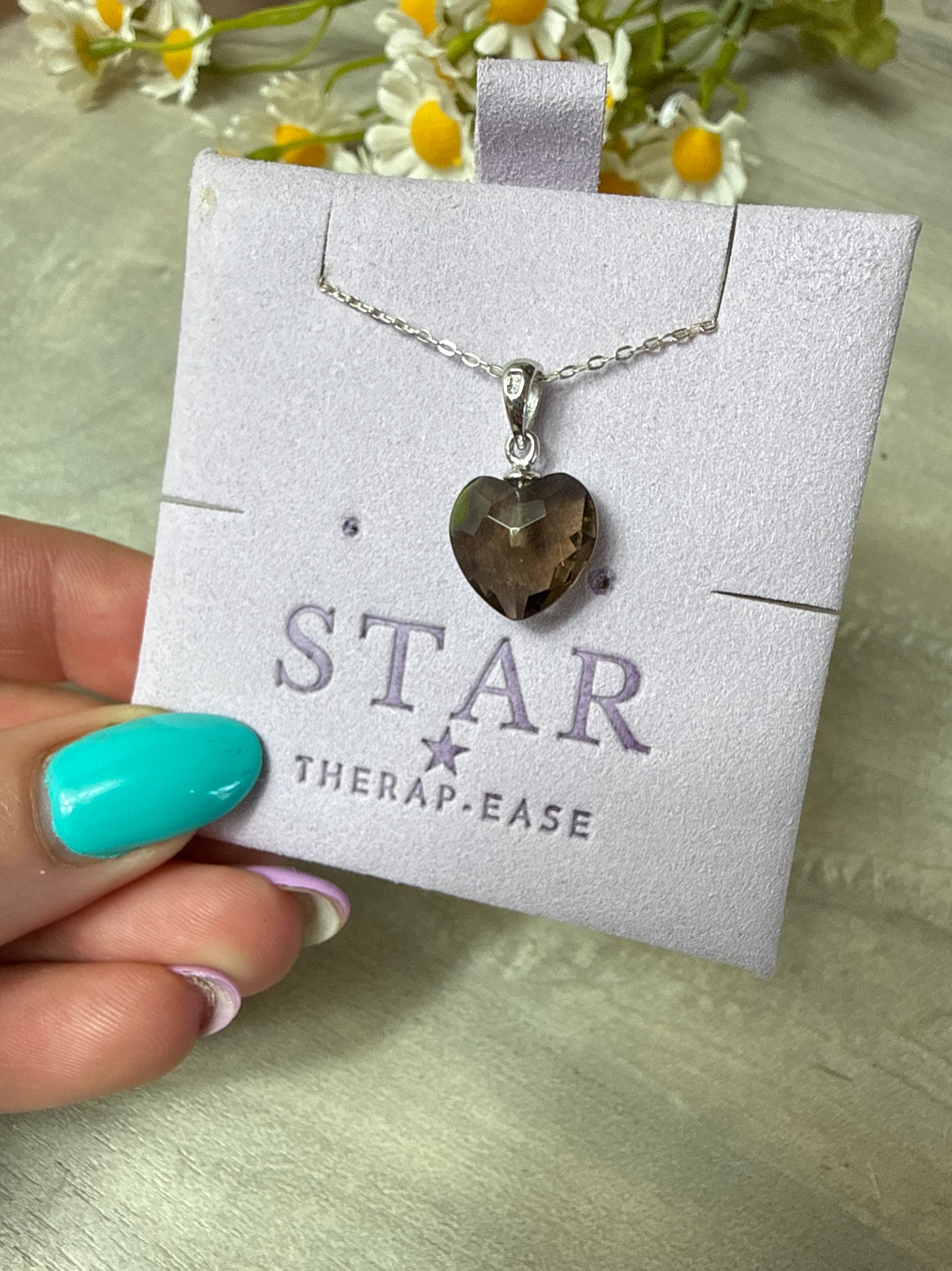 Smoky Facet Heart 925 Silver Pendant