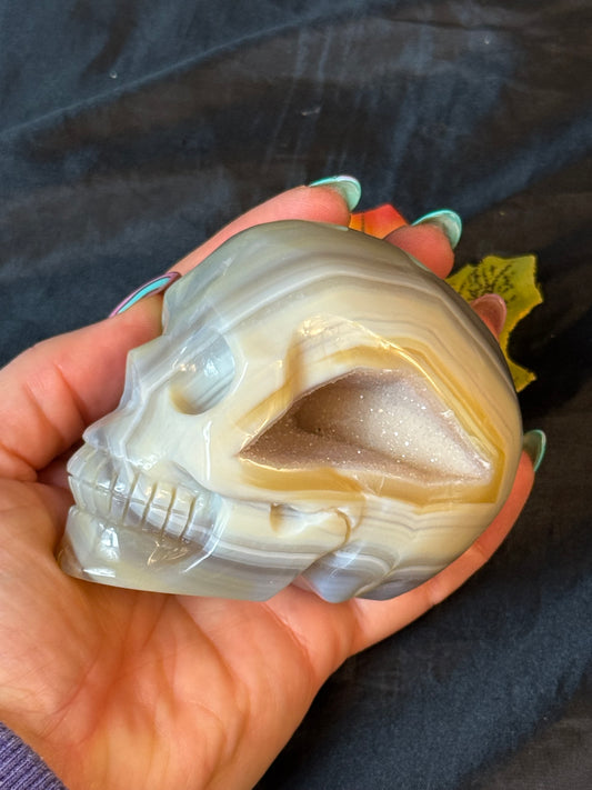 Druzy Agate Skull
