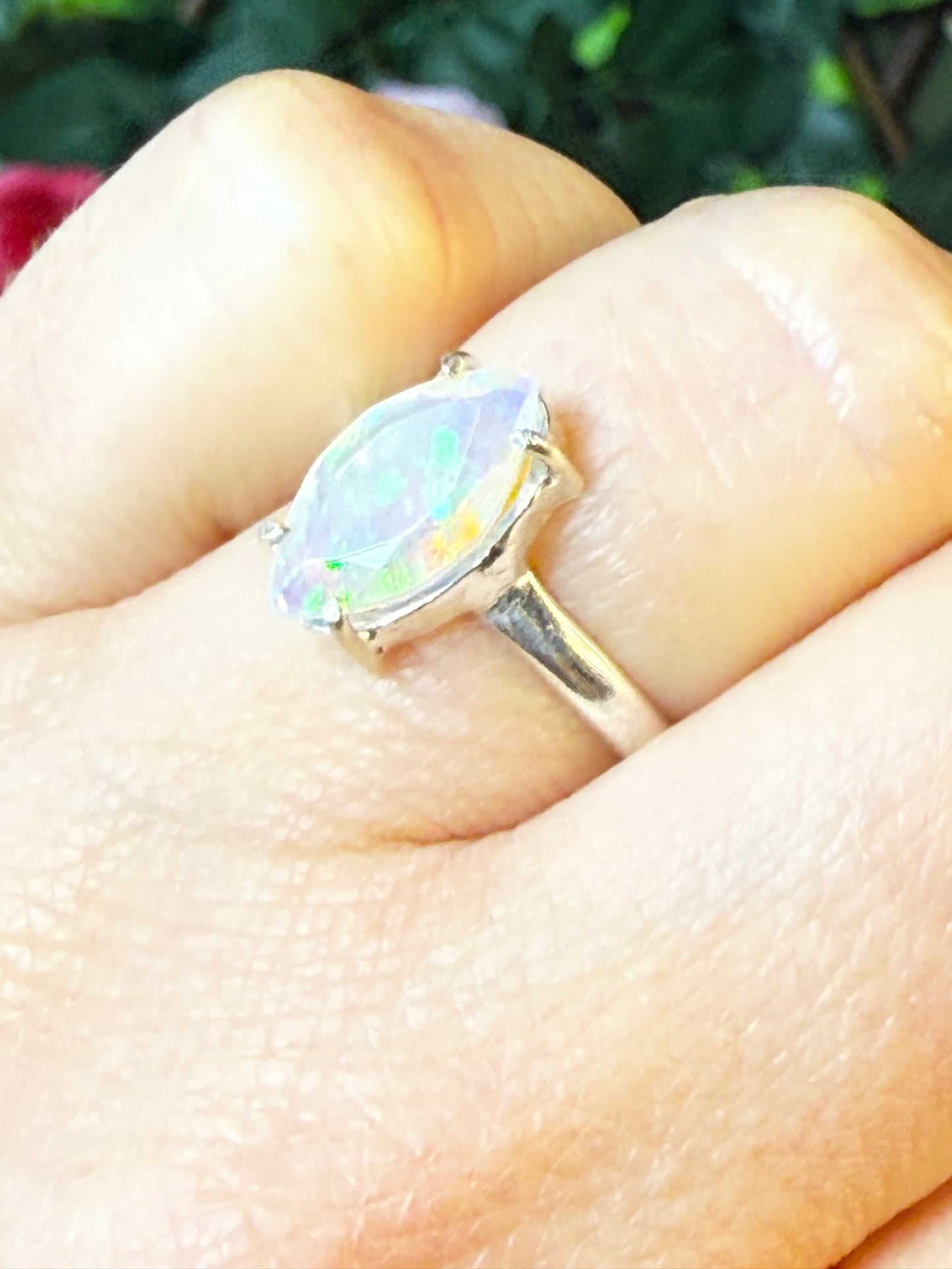 Ethiopian Opal 925 Silver Ring - Size L 1/2 - M