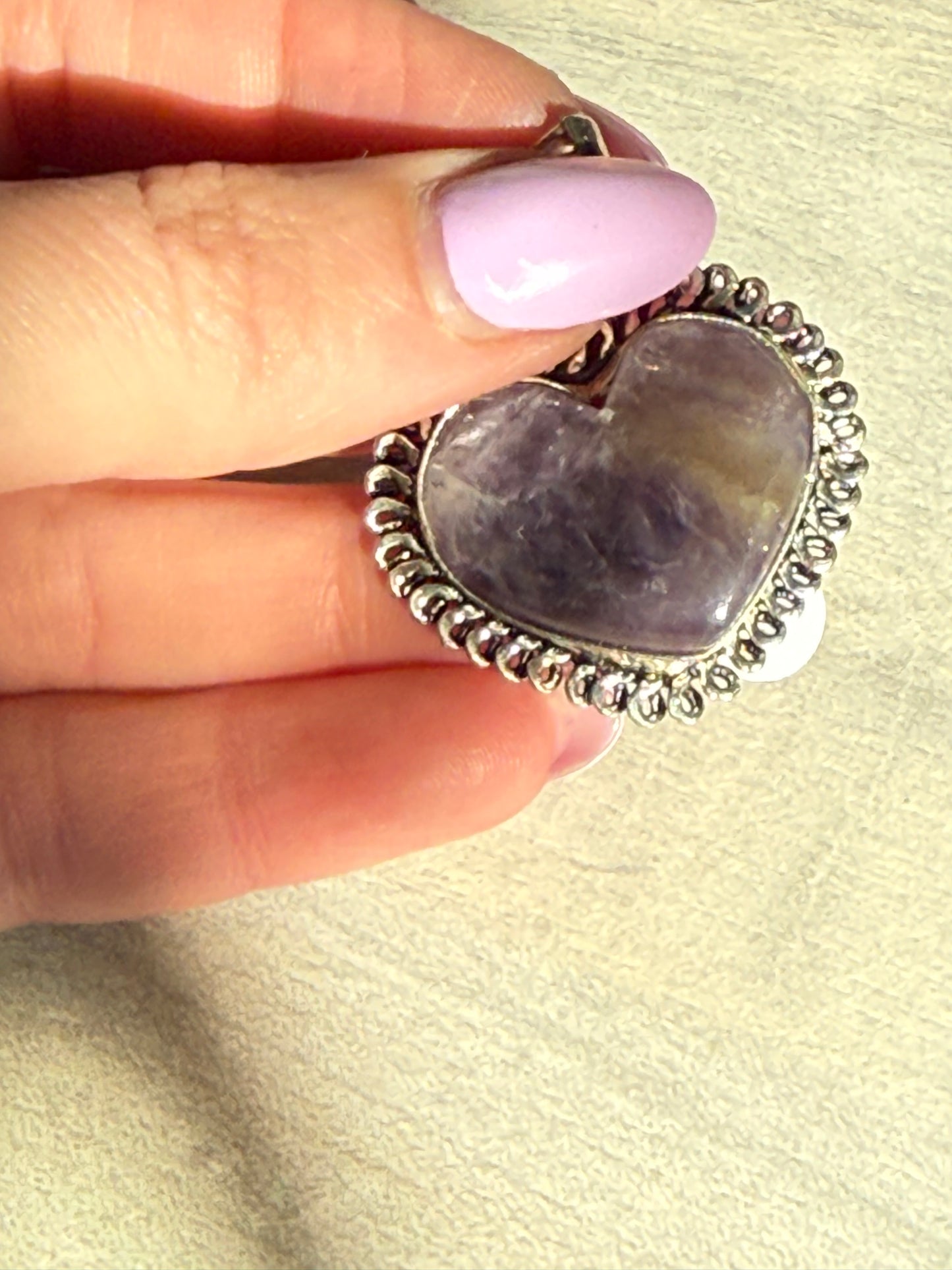 Amethyst Heart Pendant - Silver plated