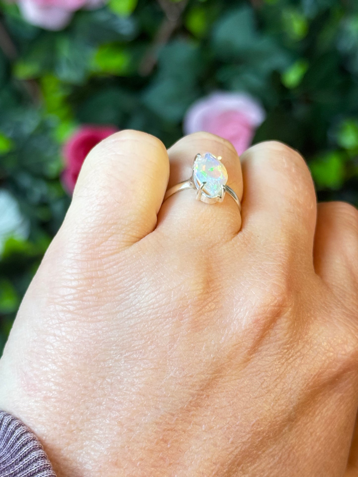 Ethiopian Opal 925 Silver Ring - Size L 1/2 - M