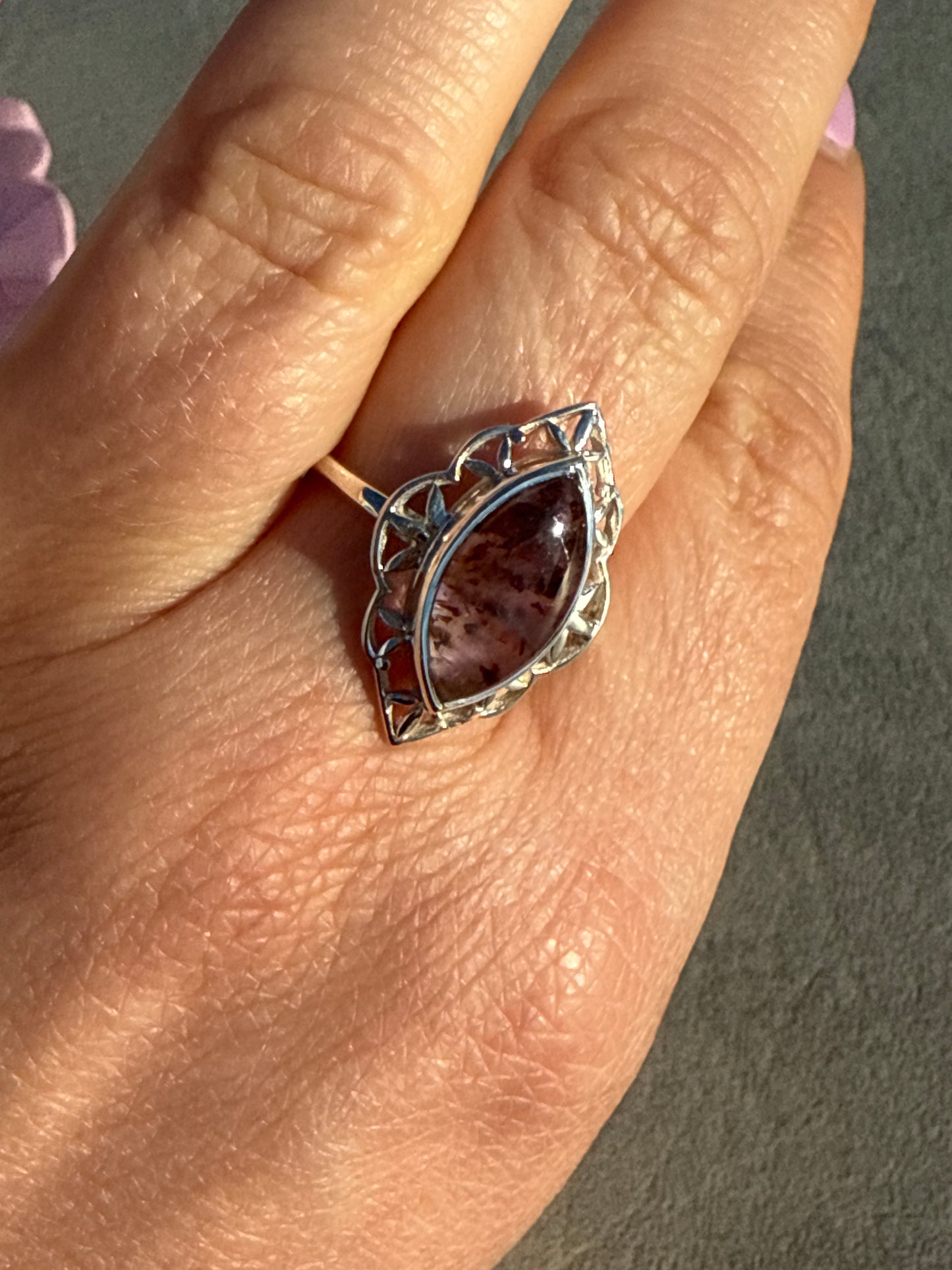 Super Seven 925 Silver Ring - Size R 1/2 - S