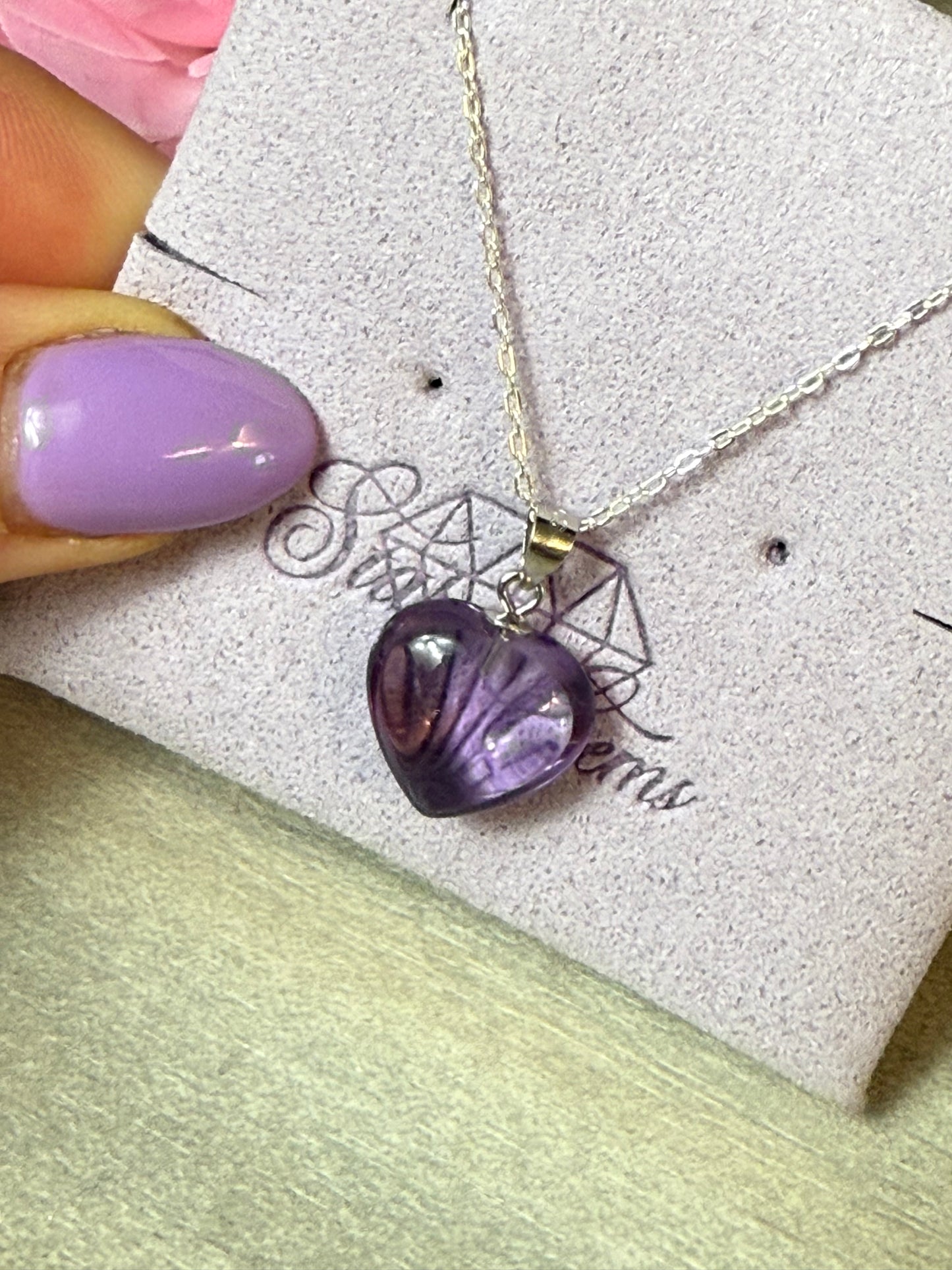 Lilac Amethyst Heart Sterling Pendant