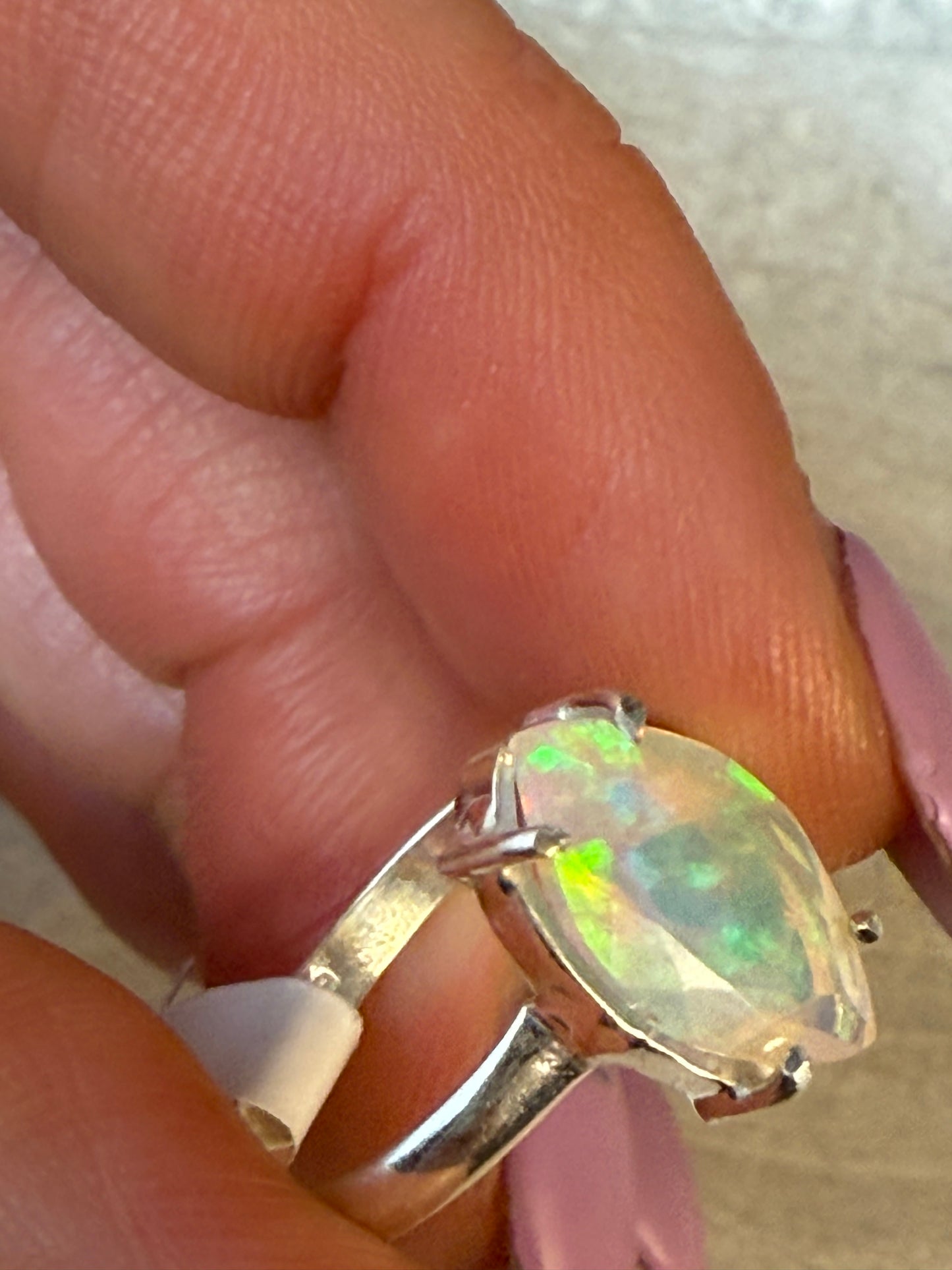 Ethiopian Opal 925 Silver Ring - Size L 1/2 - M