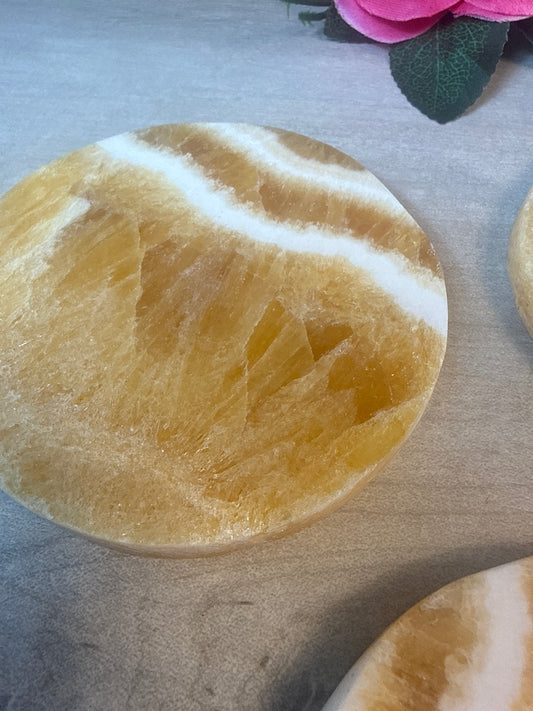 Orange Calcite Coaster / Charging Plate