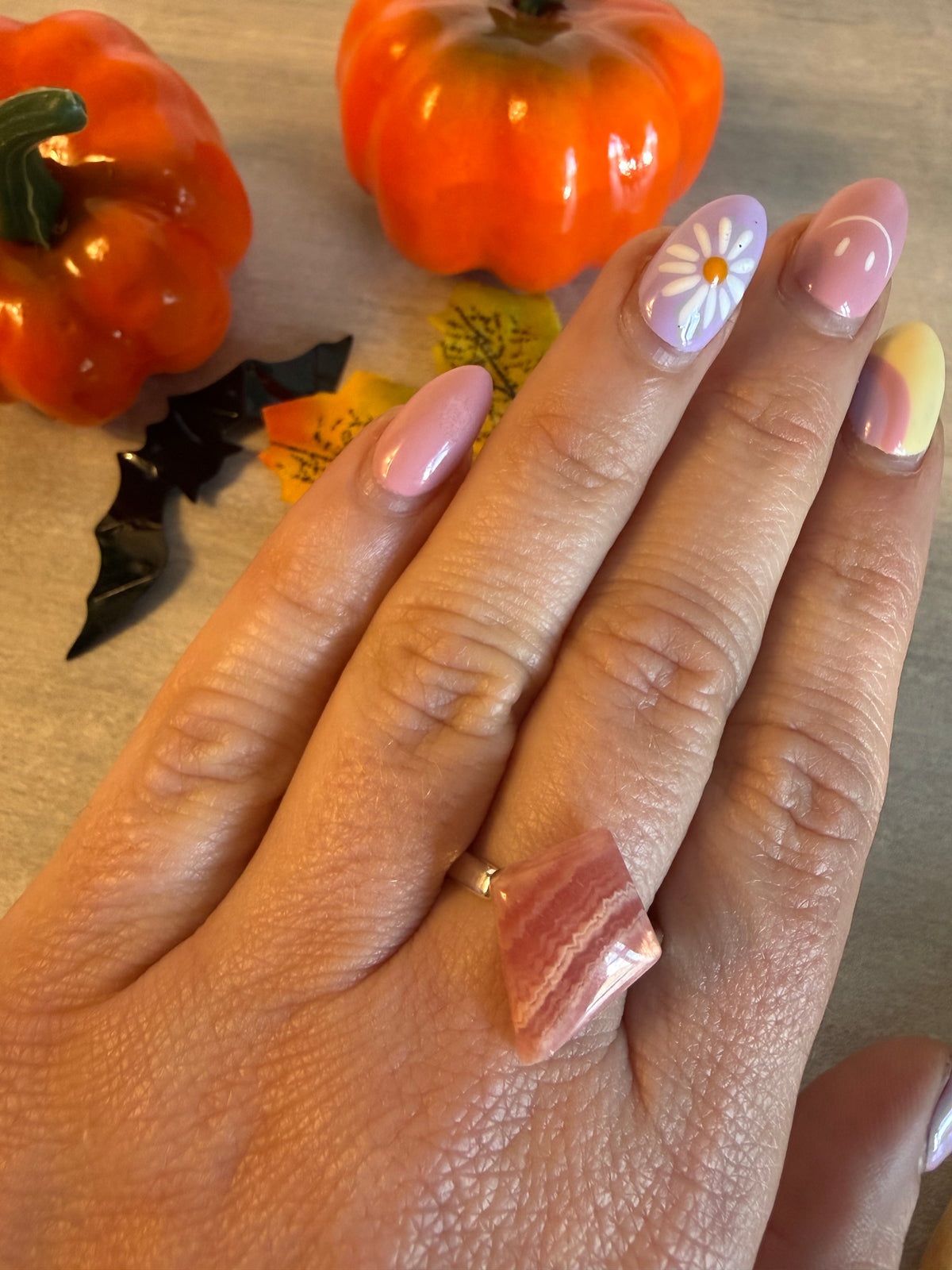 Handmade Rhodochrosite Adjustable 925 Silver Ring