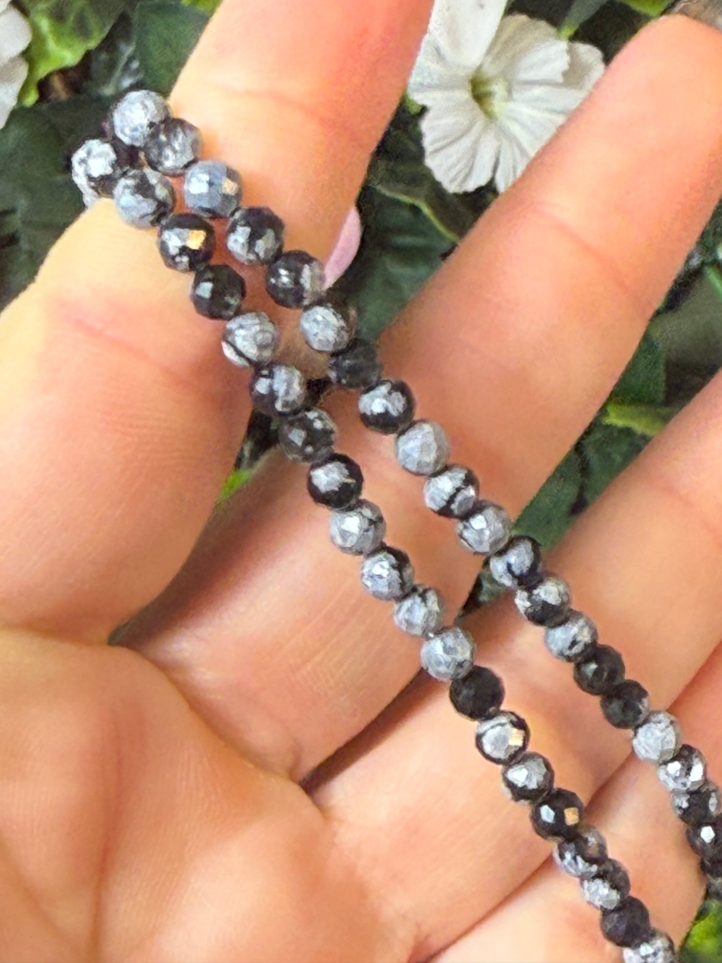 Facet Snowflake Obsidian Bracelet