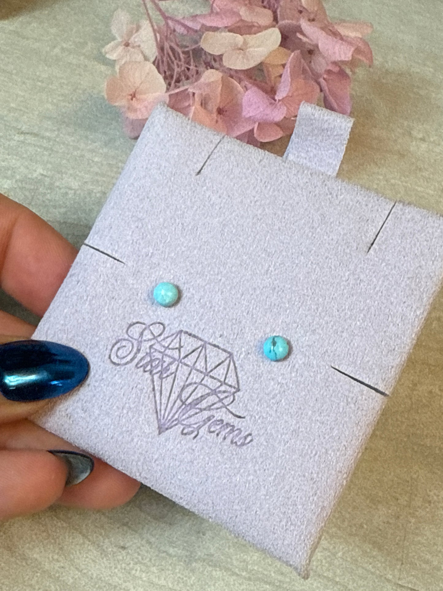 Handmade kingsman Turquoise 925 Earrings Studs - 4mm
