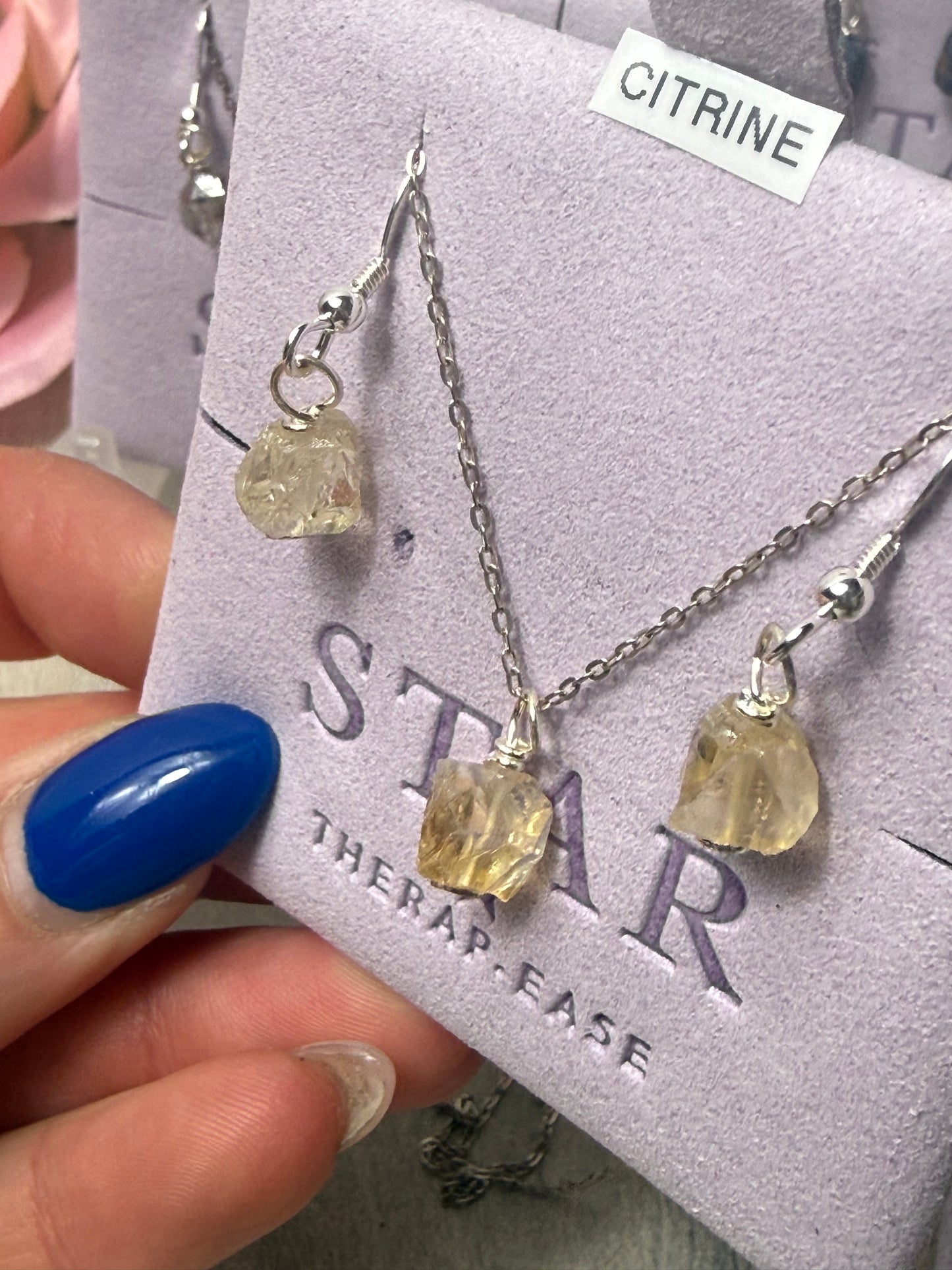 Handmade 925 Raw Wire Wrap Necklace & Earrings by Star Therap-ease