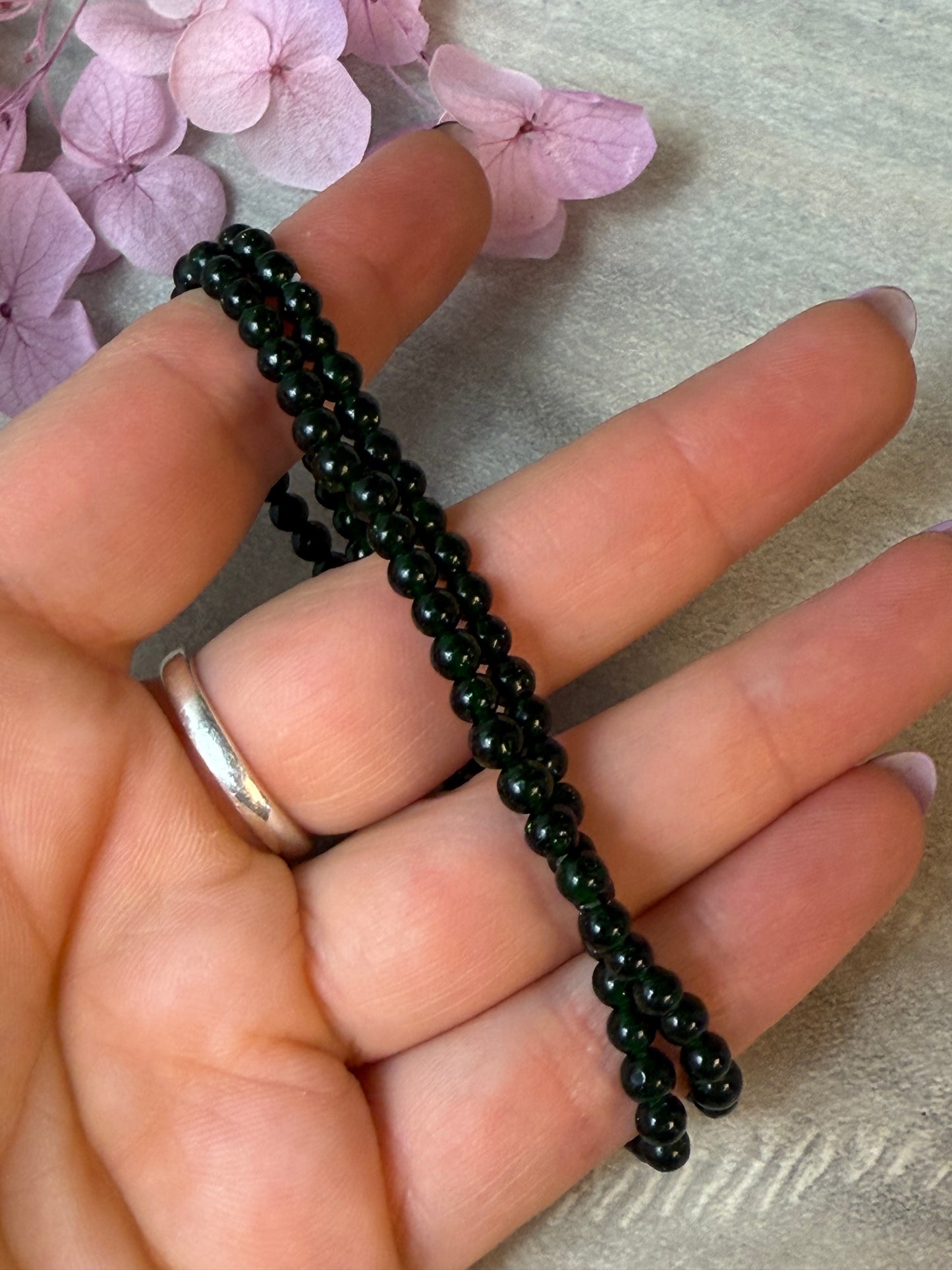 Rare Green Sandstone / Goldstone 4mm Bead Bracelet