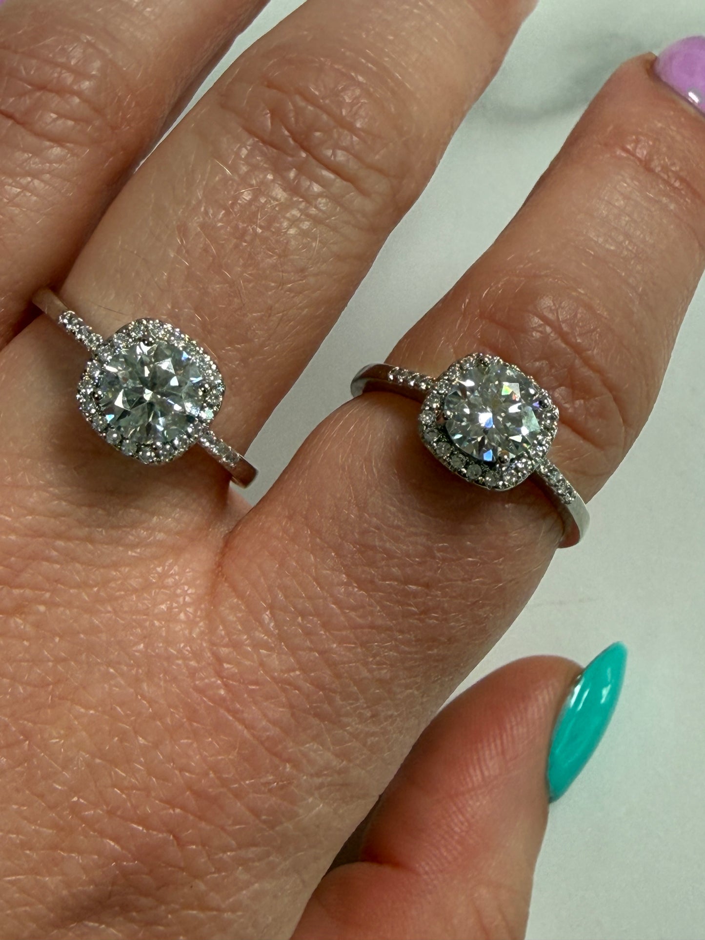 Moissanite Adjustable Silver Plated Ring