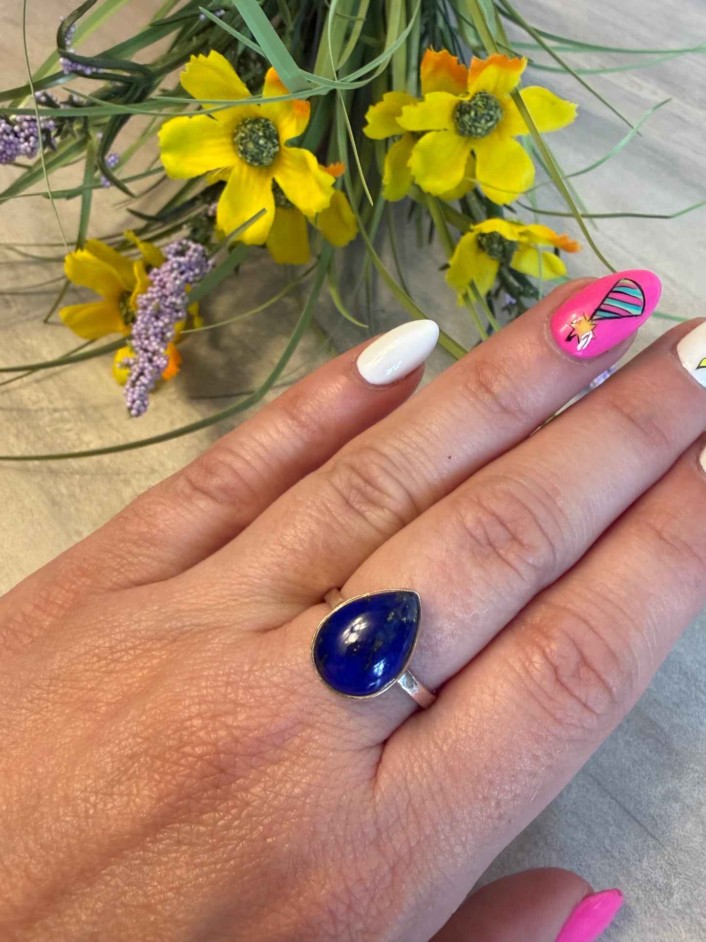 Lapis Adjustable 925 Silver Ring