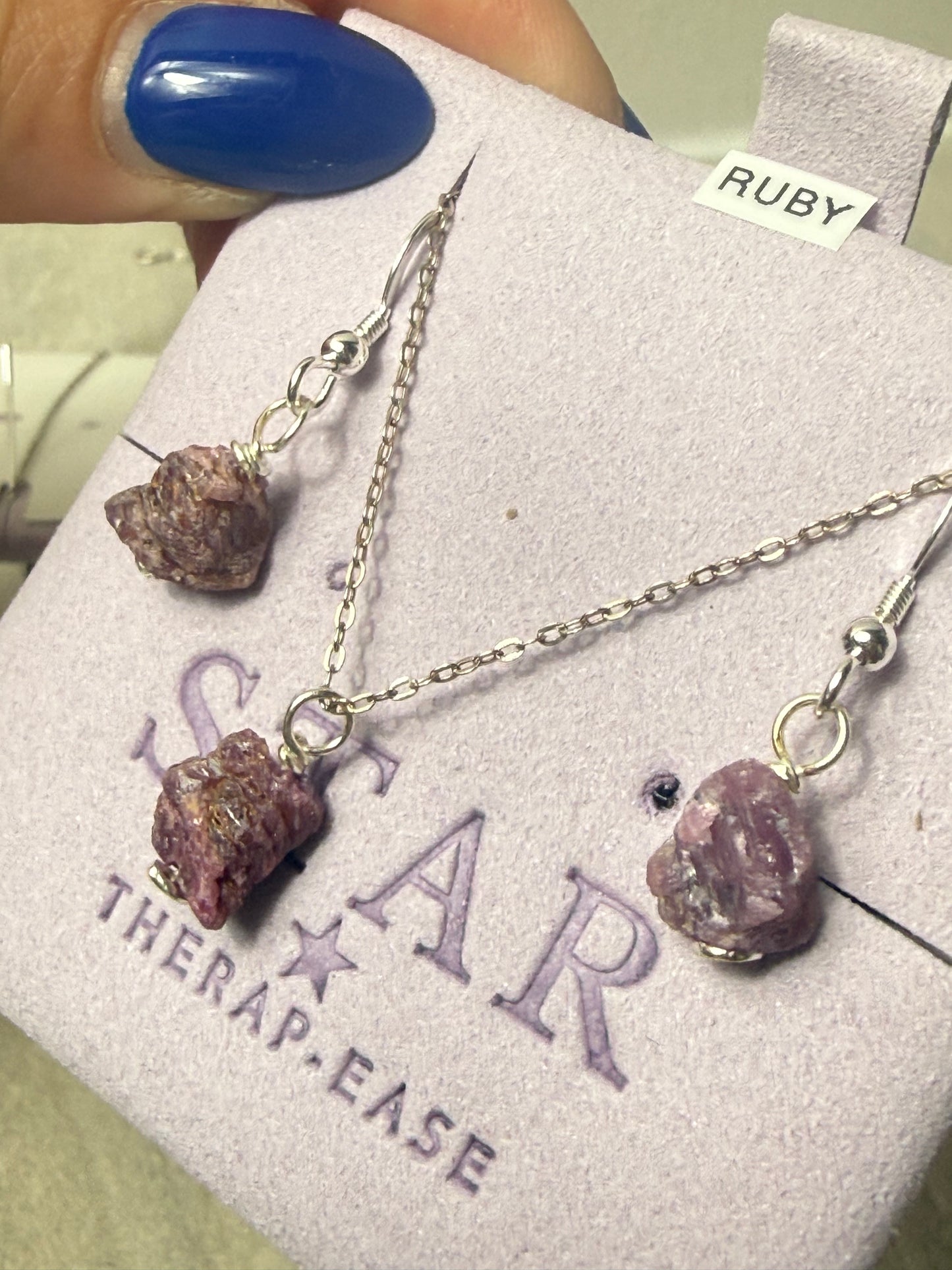 Handmade 925 Raw Wire Wrap Necklace & Earrings by Star Therap-ease