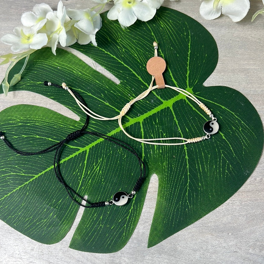 Ying Yang Sterling 925 Silver Adjustable Bracelet