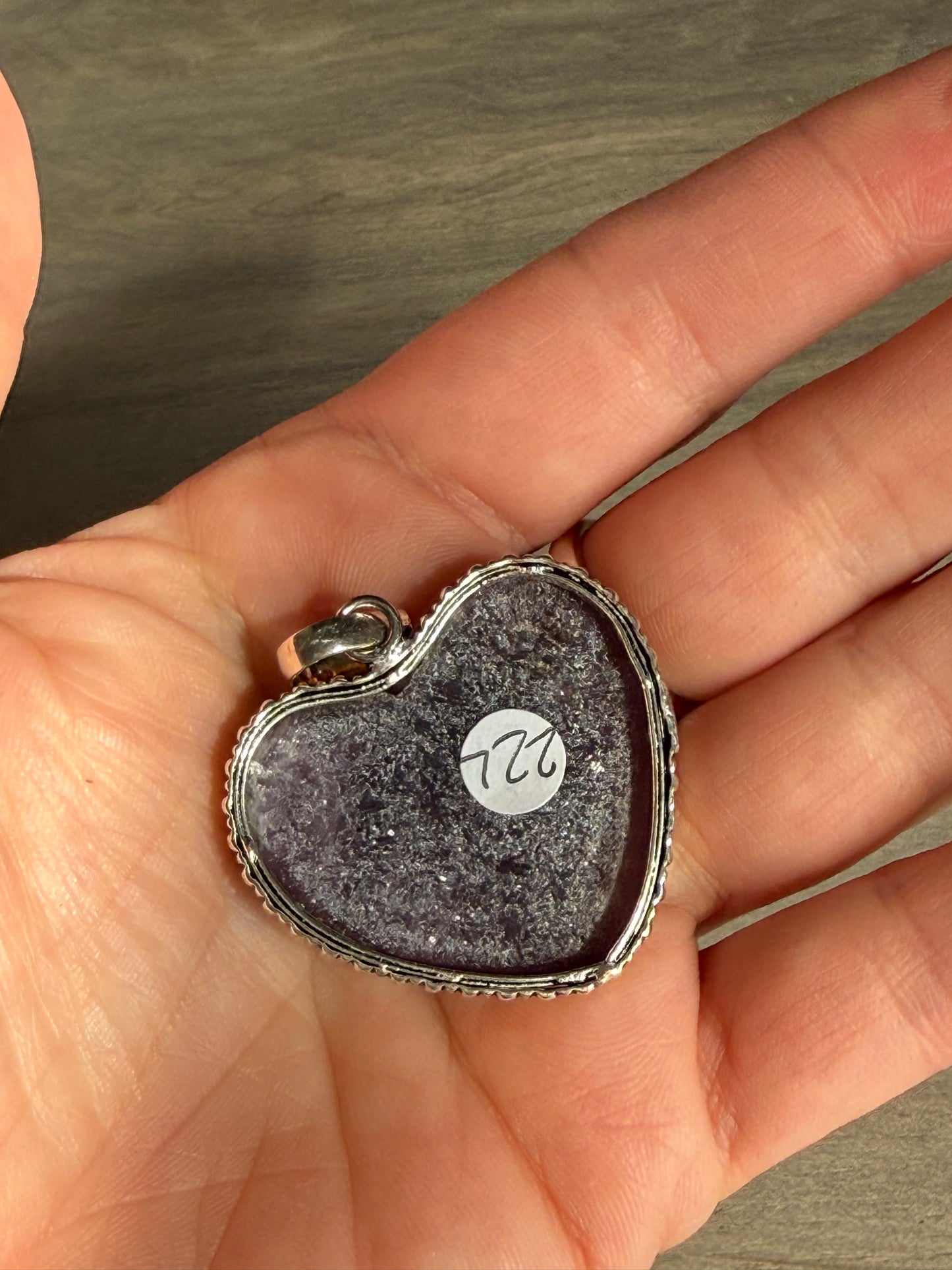 Lepidolite Heart Pendant - Silver plated