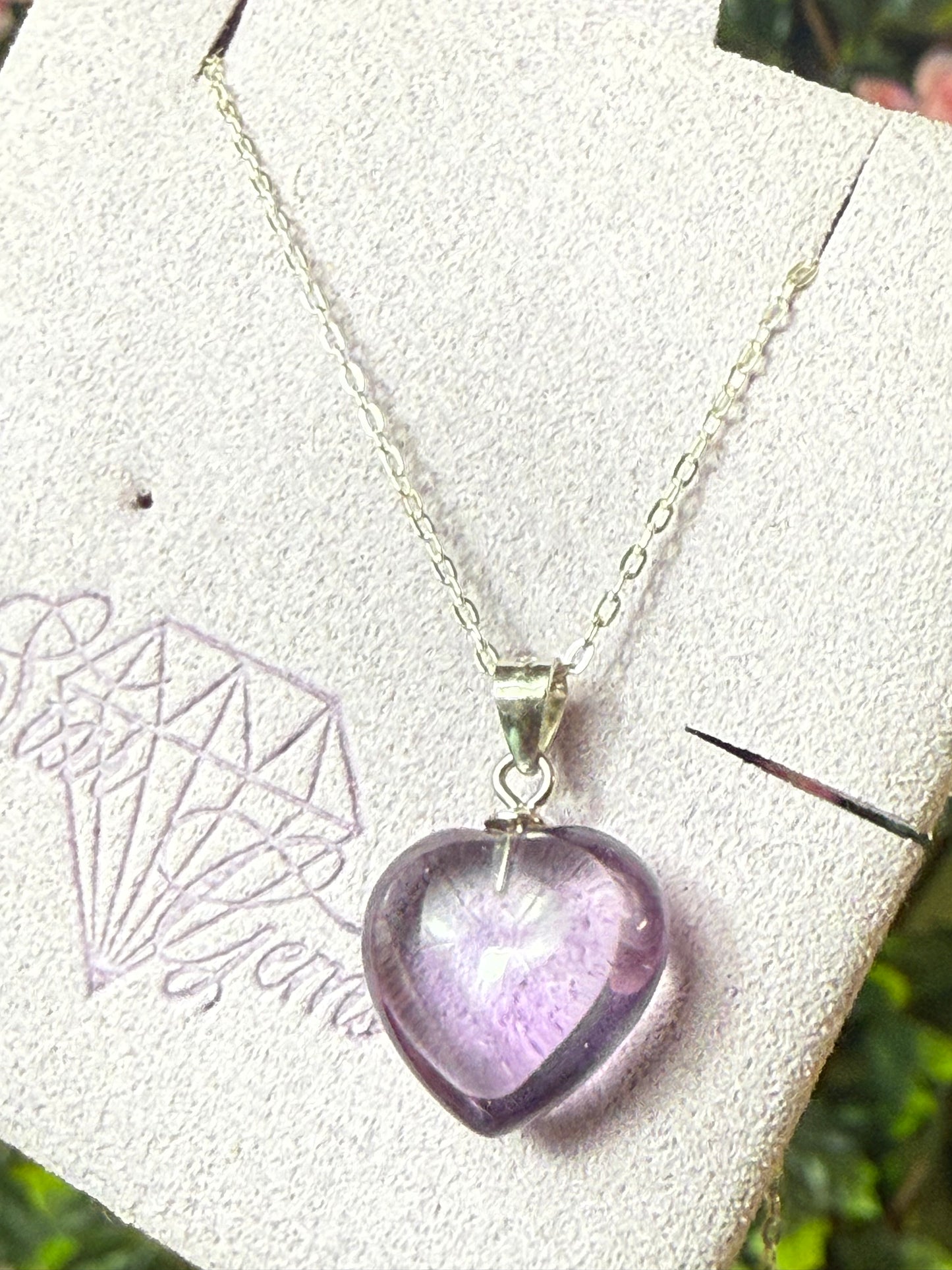 Lilac Amethyst Heart Sterling Pendant