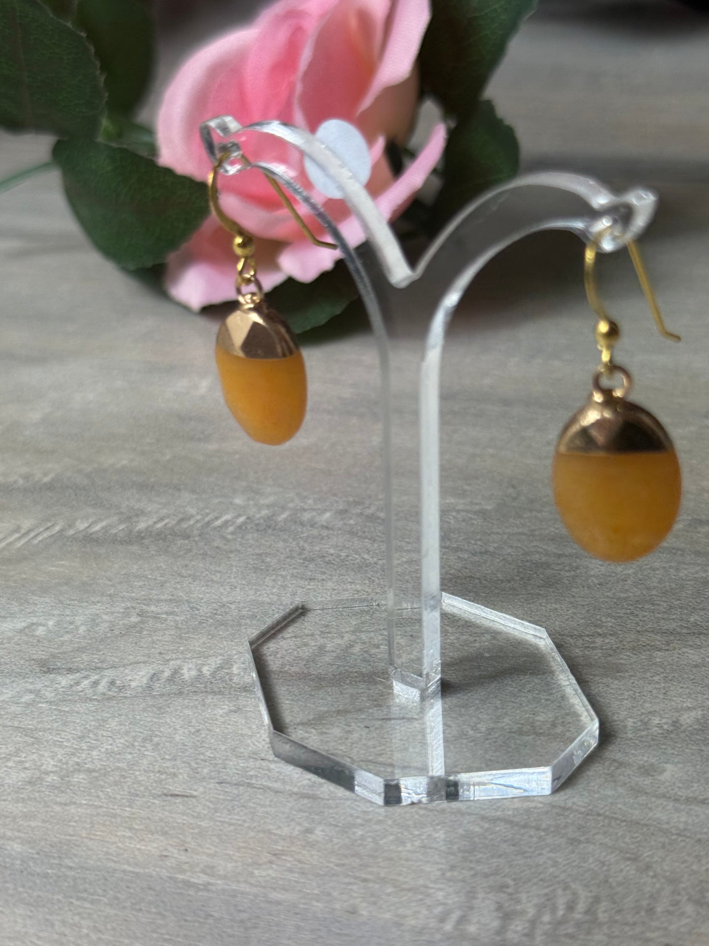 Handmade Gold Orange Calcite Earrings