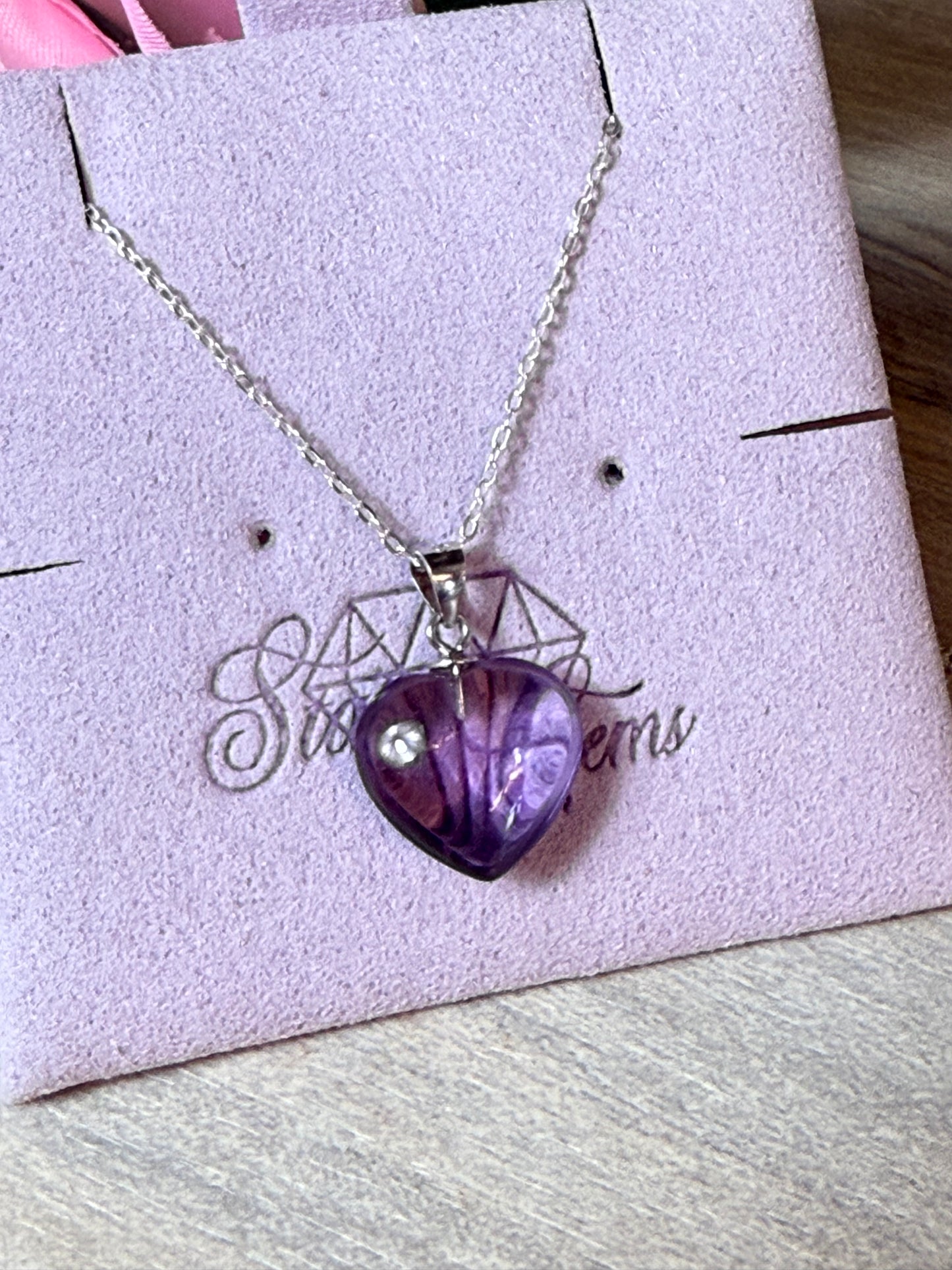 Lilac Amethyst Heart Sterling Pendant