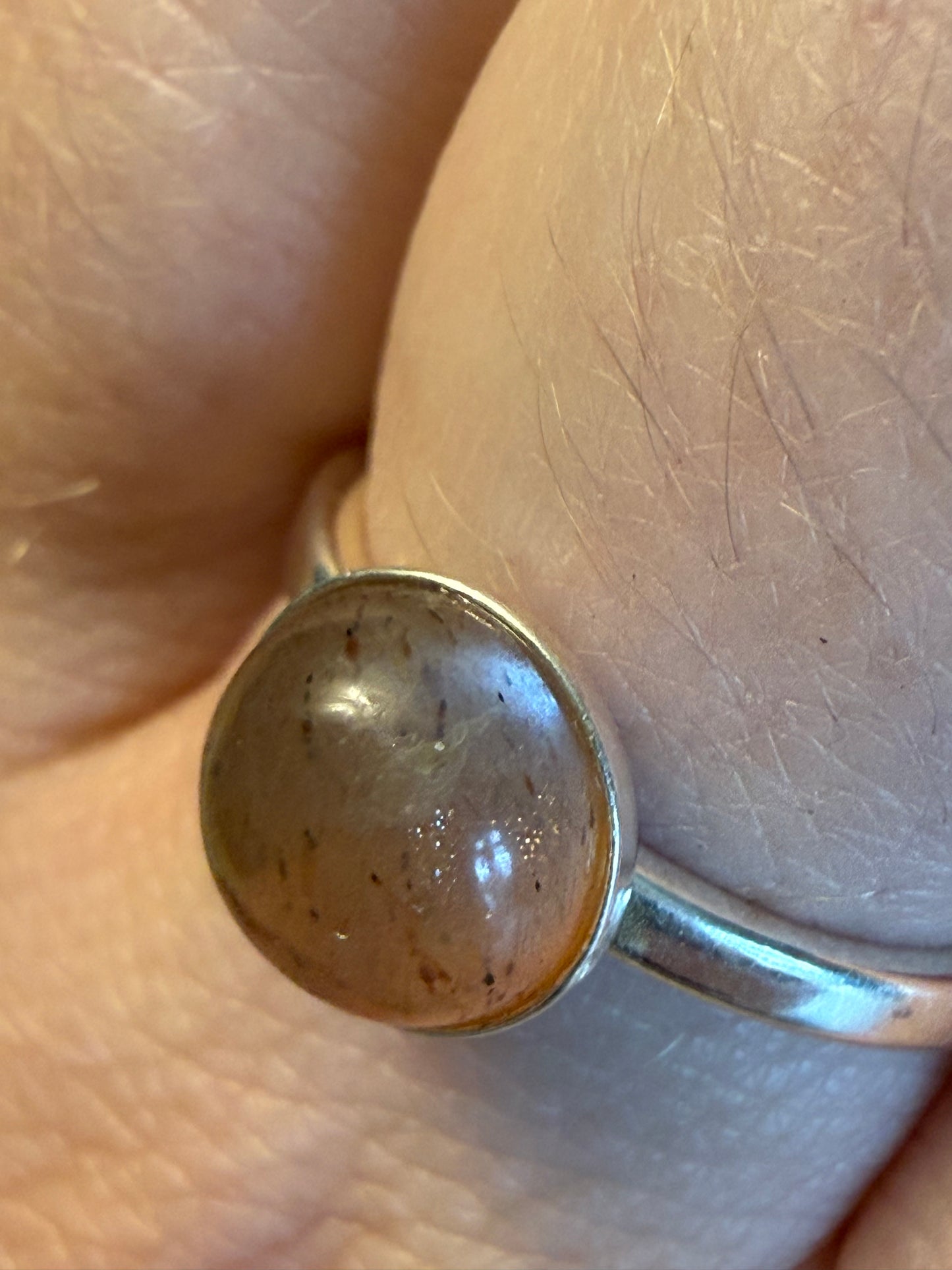 Handmade Sunstone 925 Silver Ring - Size N