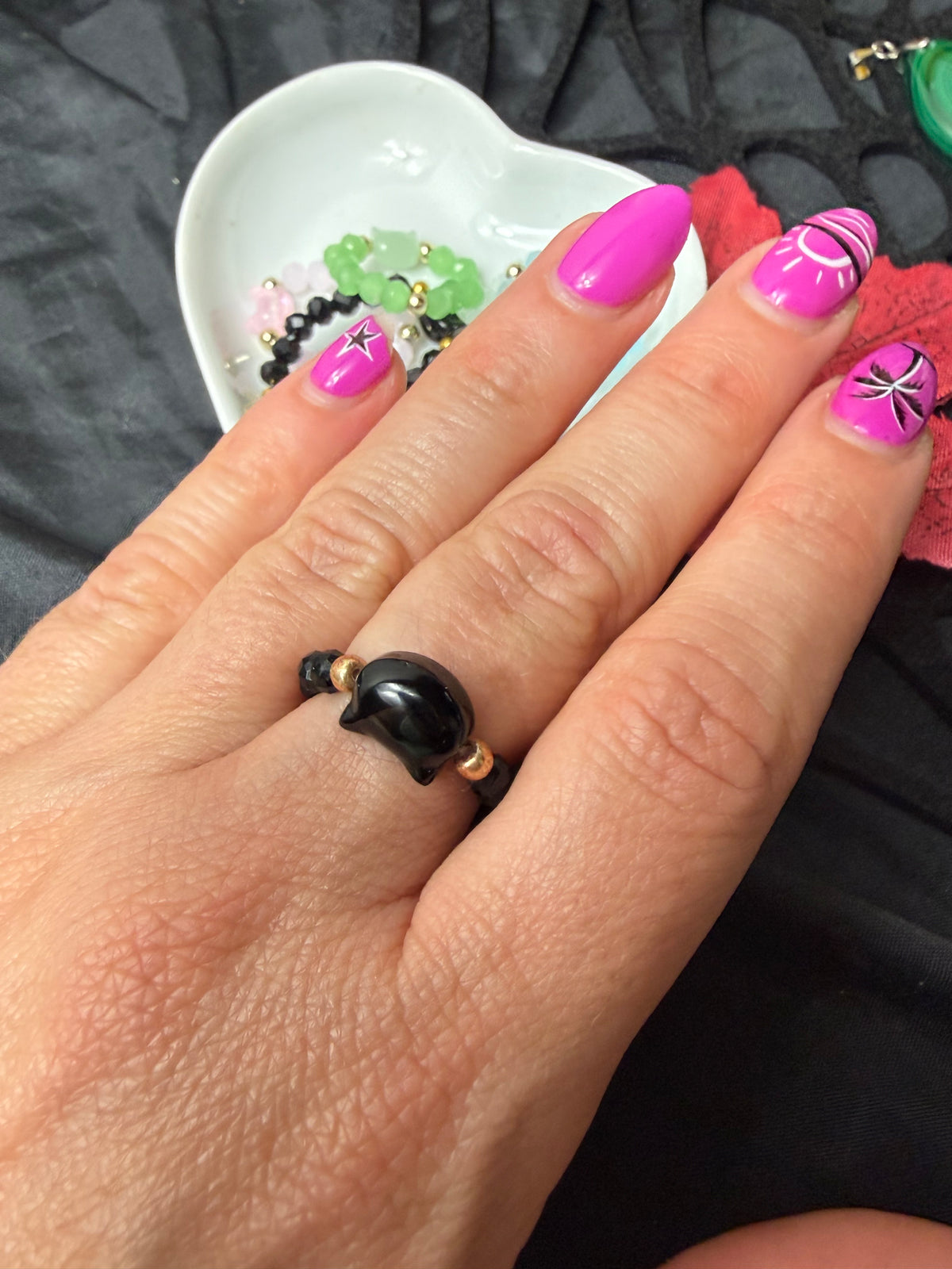 Cat Stretchy Crystal Ring