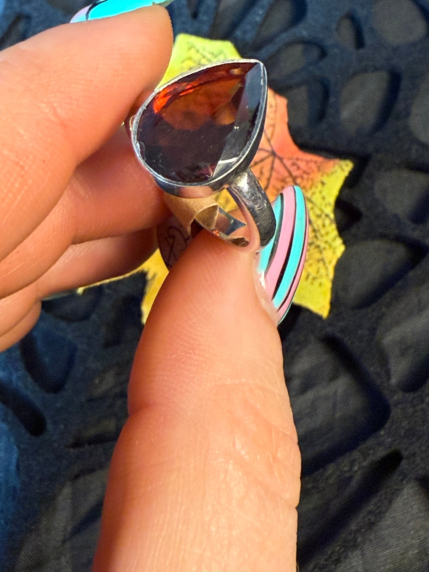 Garnet Facet 925 Ring - Size N 1/2 AA GRADE