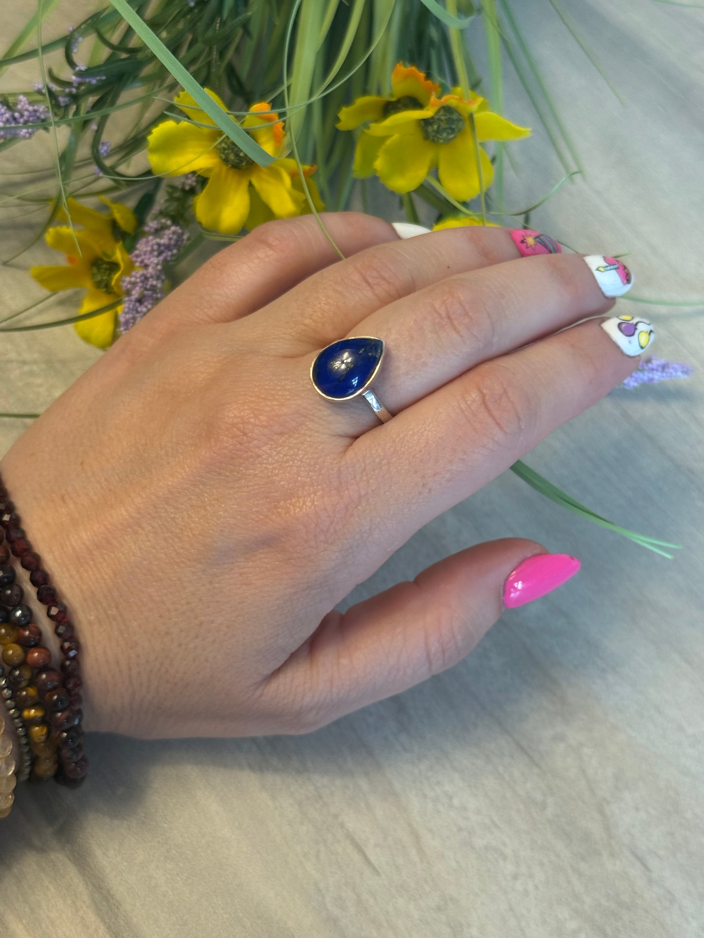 Lapis Adjustable 925 Silver Ring