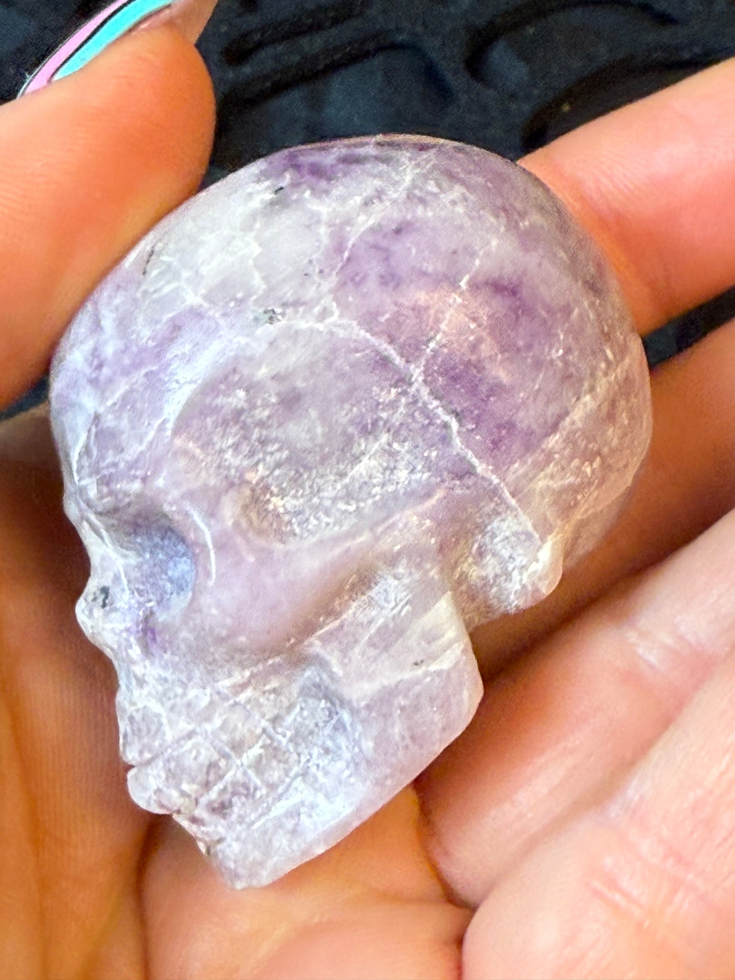 Lepidolite with stilbite Skull