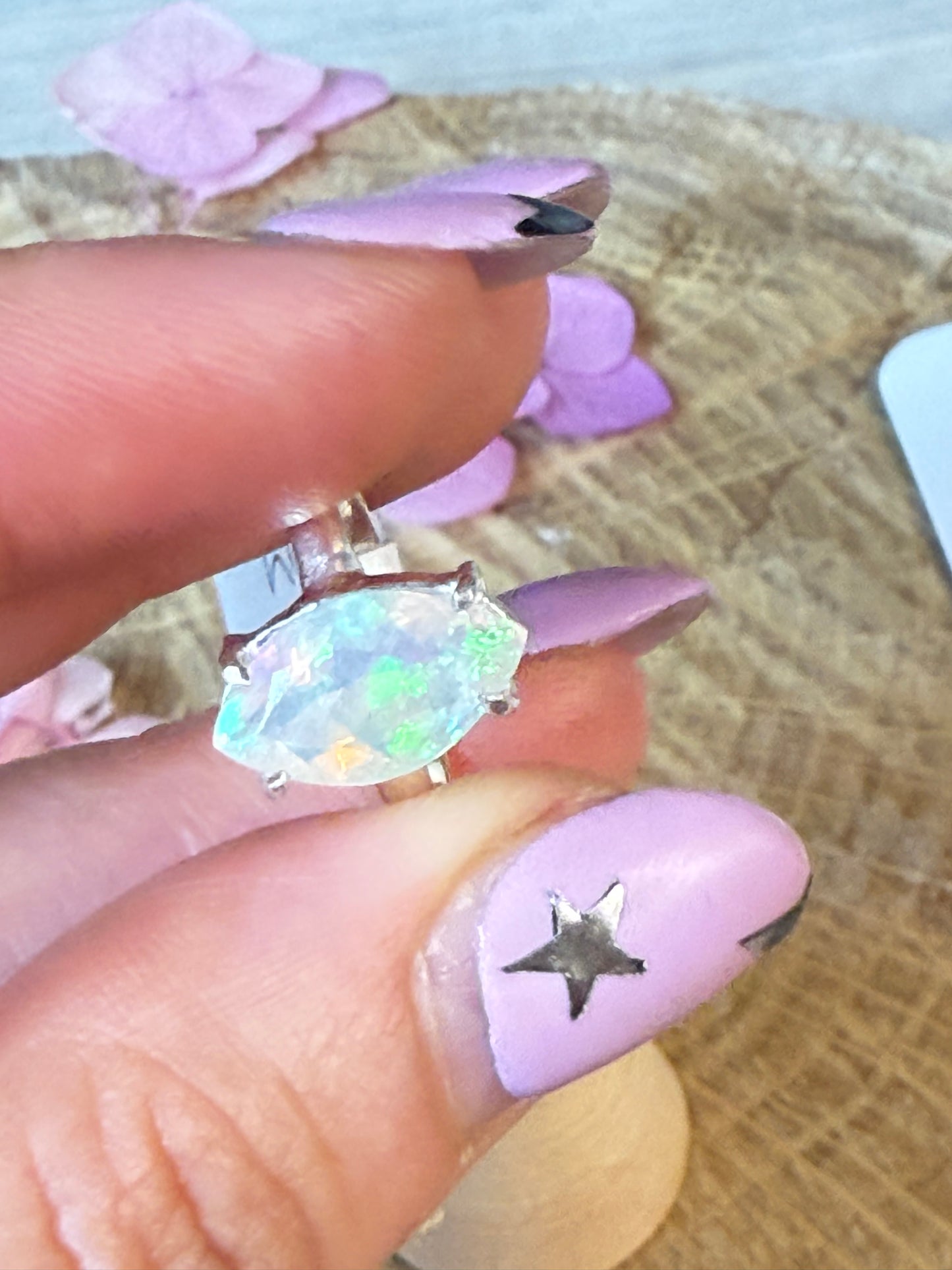 Ethiopian Opal 925 Silver Ring - Size L 1/2 - M