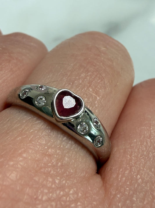 Ruby Adjustable Silver Plated Ring