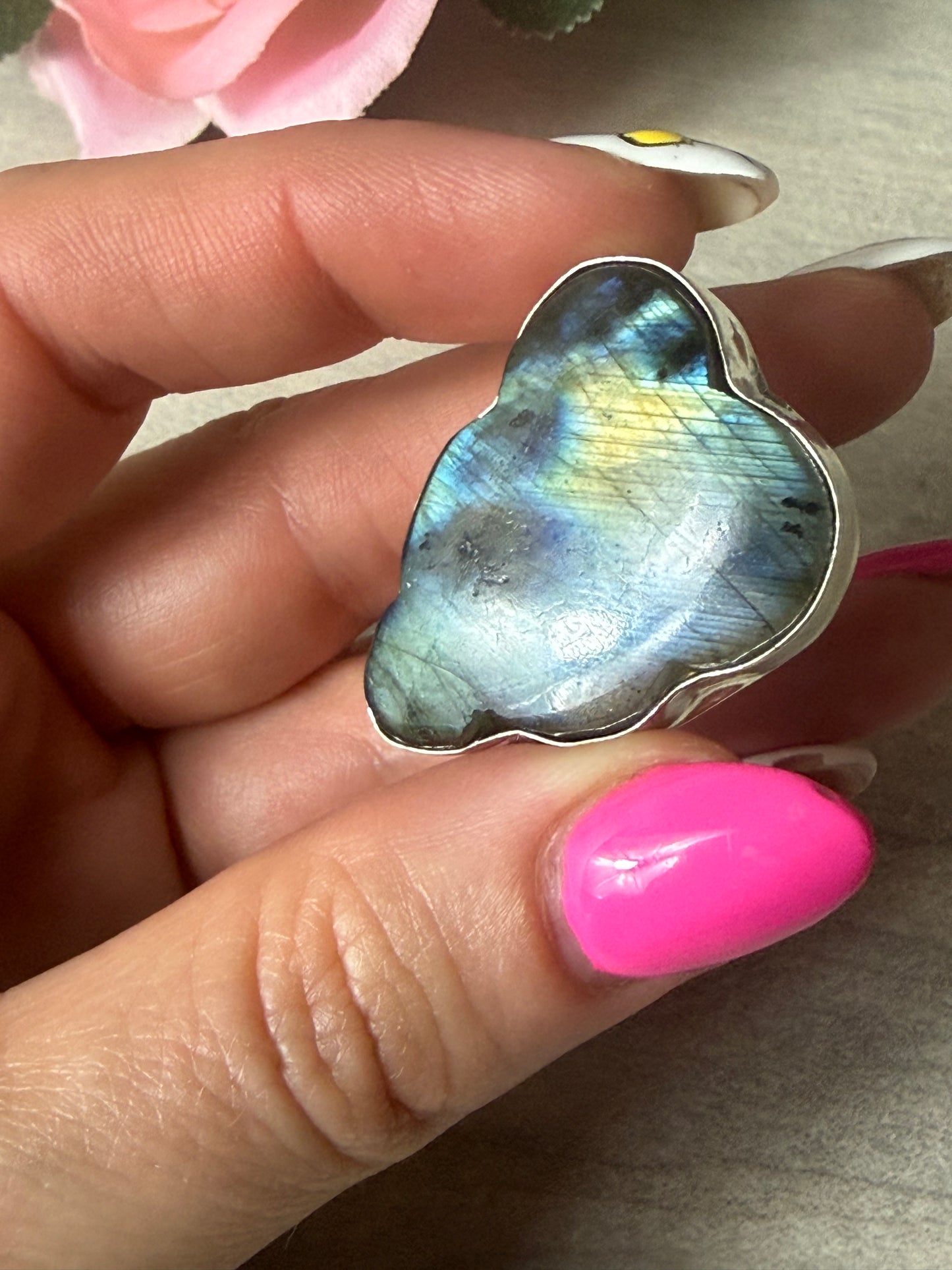 Lab Cloud  Adjustable Silver Plated Ring