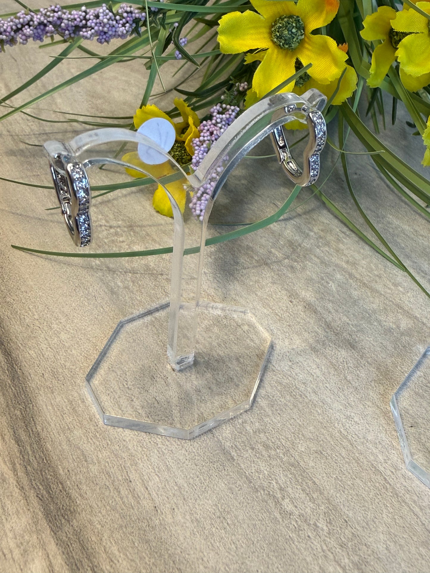 Sparkly Heart Hoop Earrings